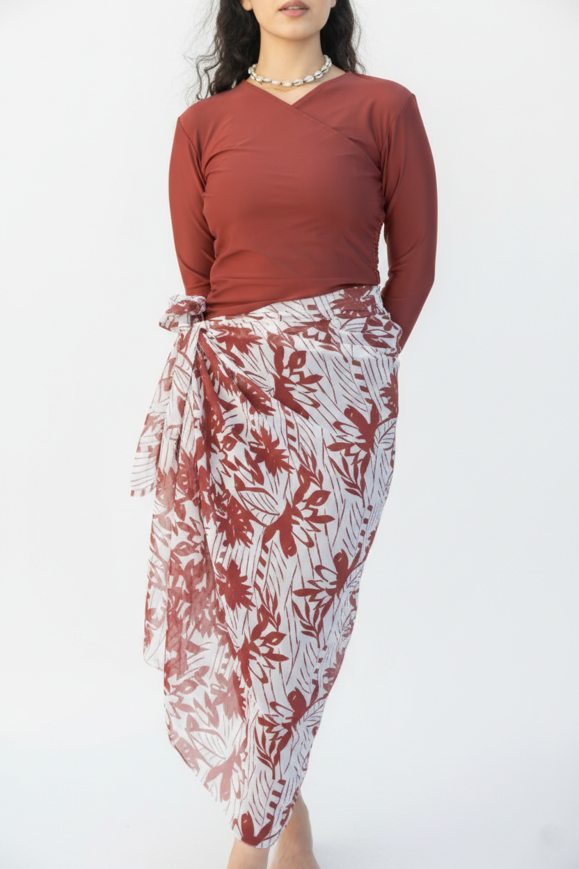 Maroon Flowers Chiffon Wrap