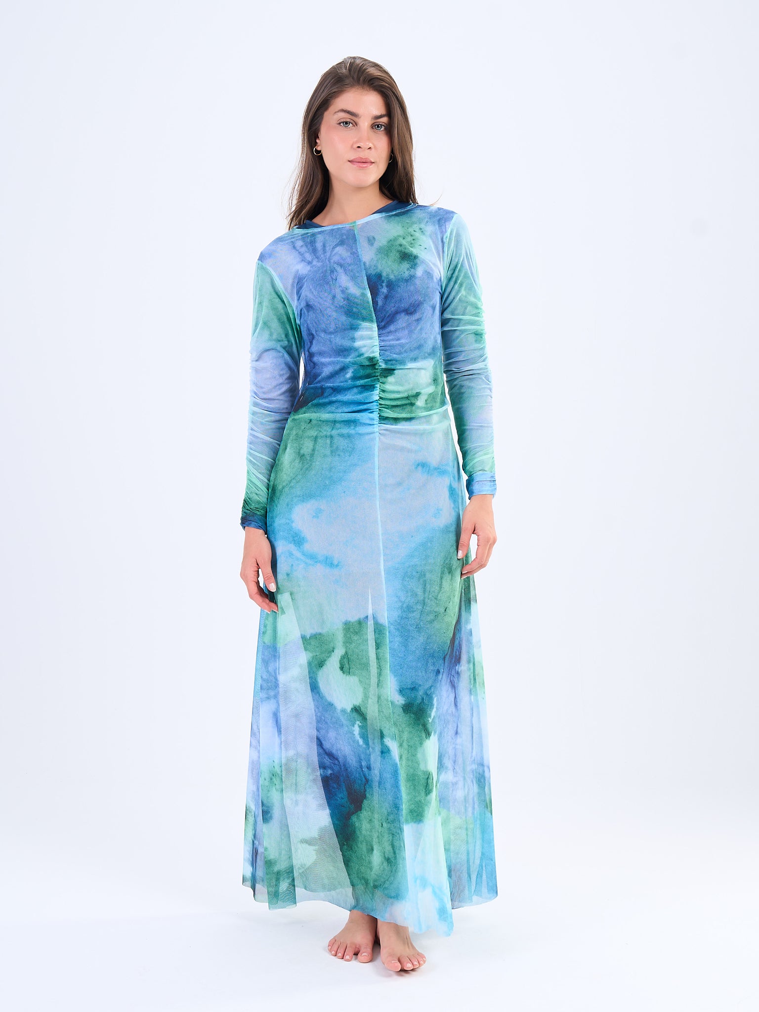 Marble Mesh Coverup - Cyan