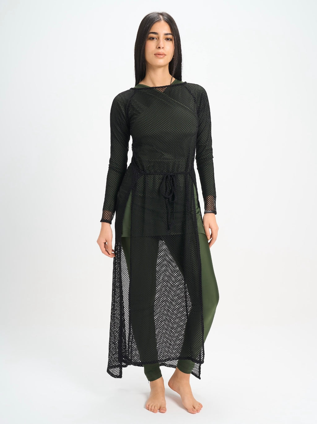 Black Wrap Net Dress