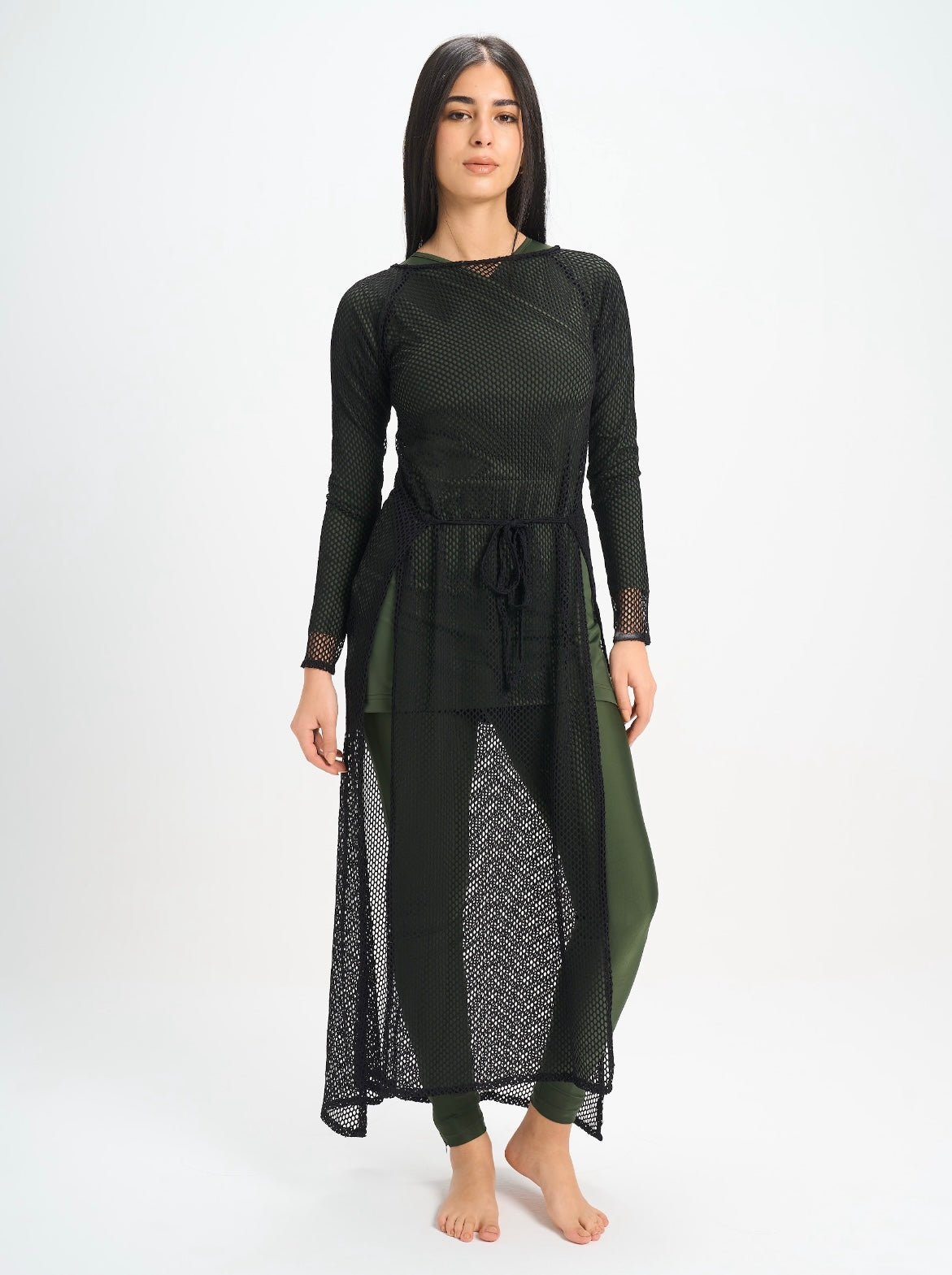 Black Wrap Net Dress