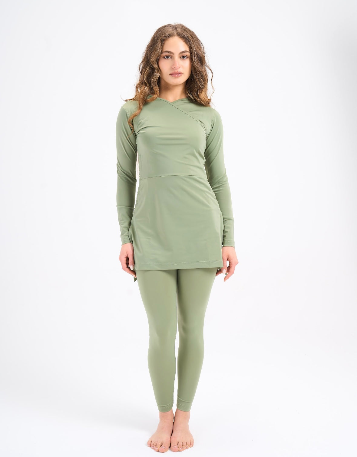 Croise Swim Top - Hedge Green