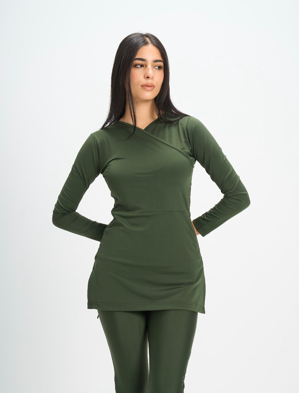 Croise Swim Top - Olive Green