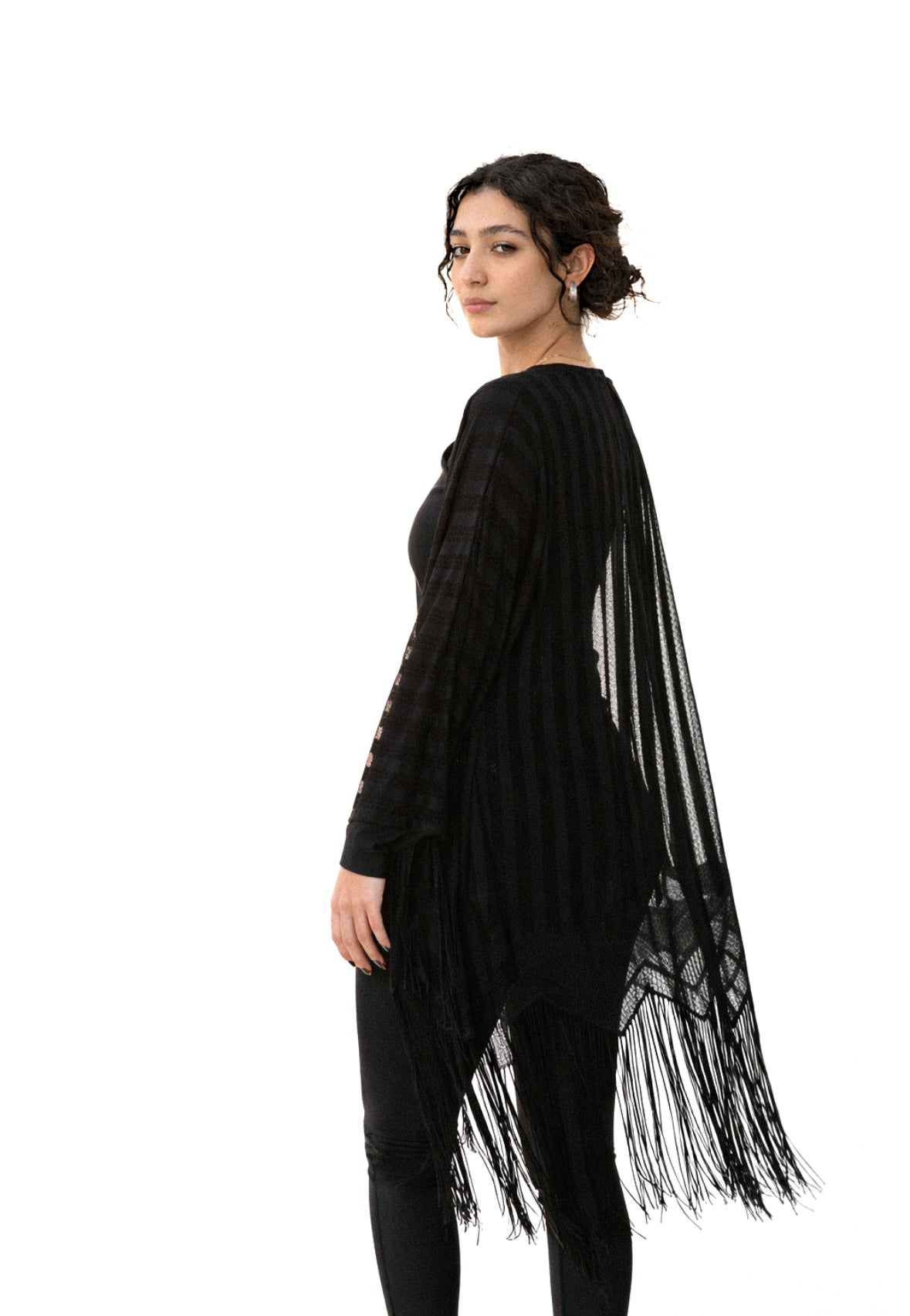 Fringed Kimono - Black