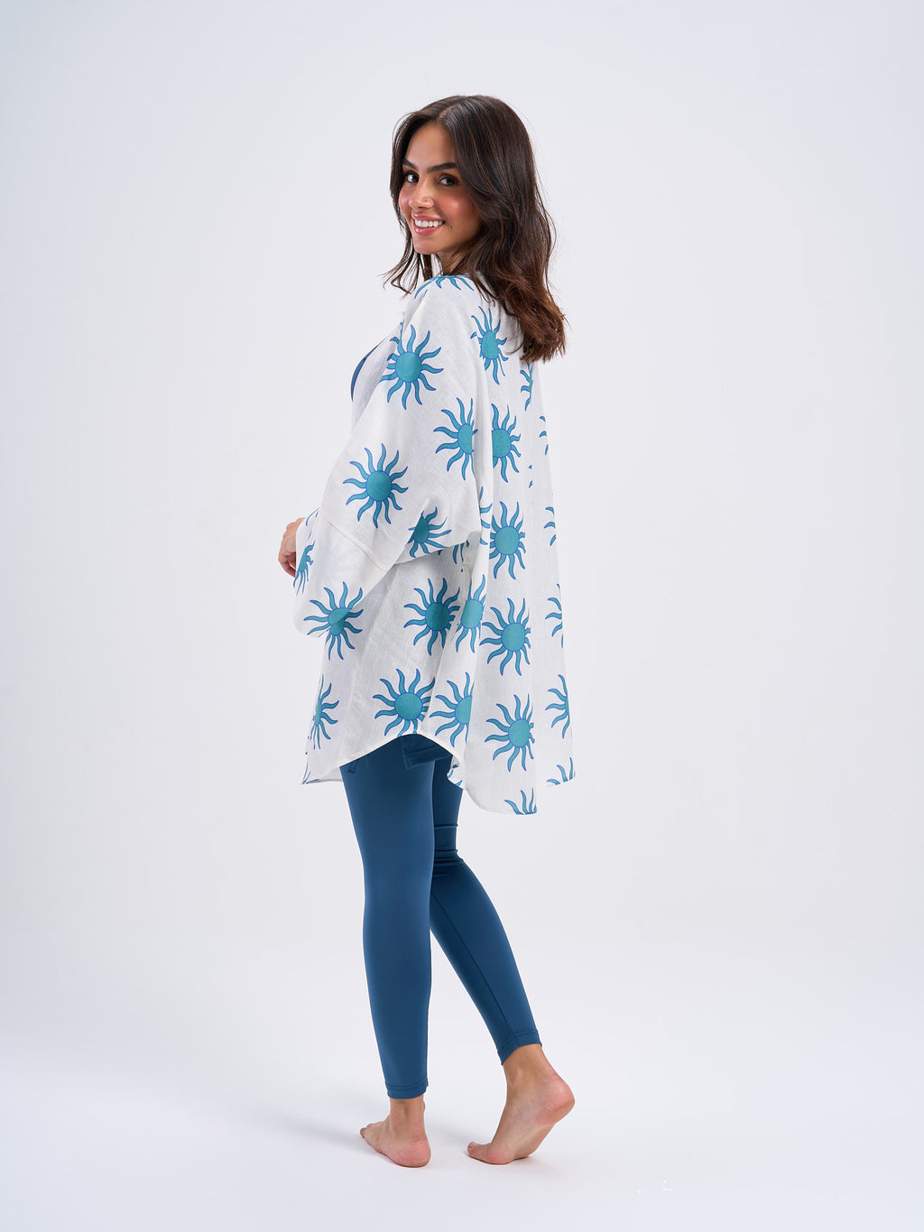 Soleil Linen Kimono - Manderin Blue