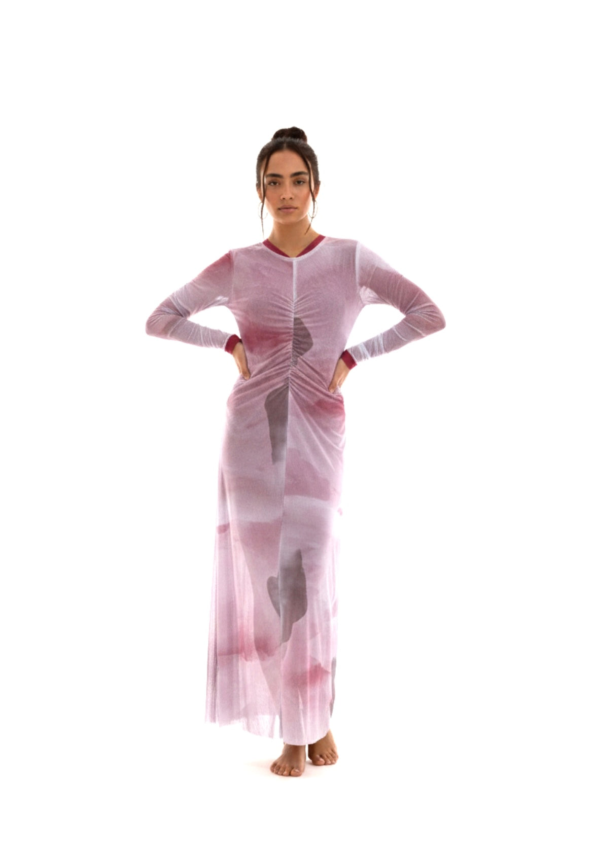 Watercolor Mesh Dress - Rose Taupe