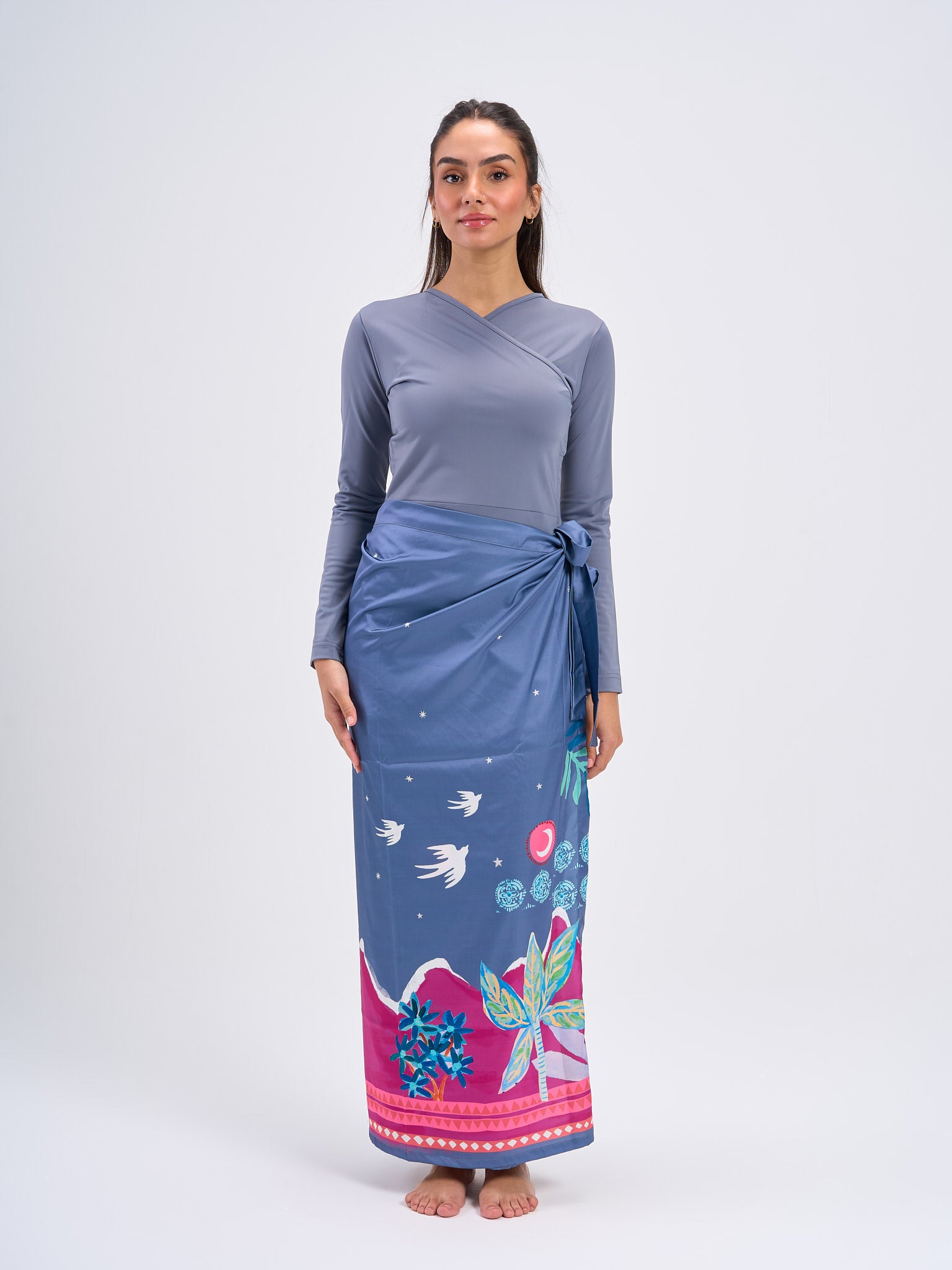 Oasis Satin Wrap - Grey