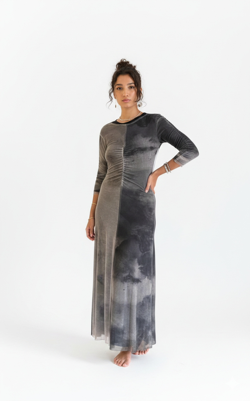 Marble Mesh Dress - Grey