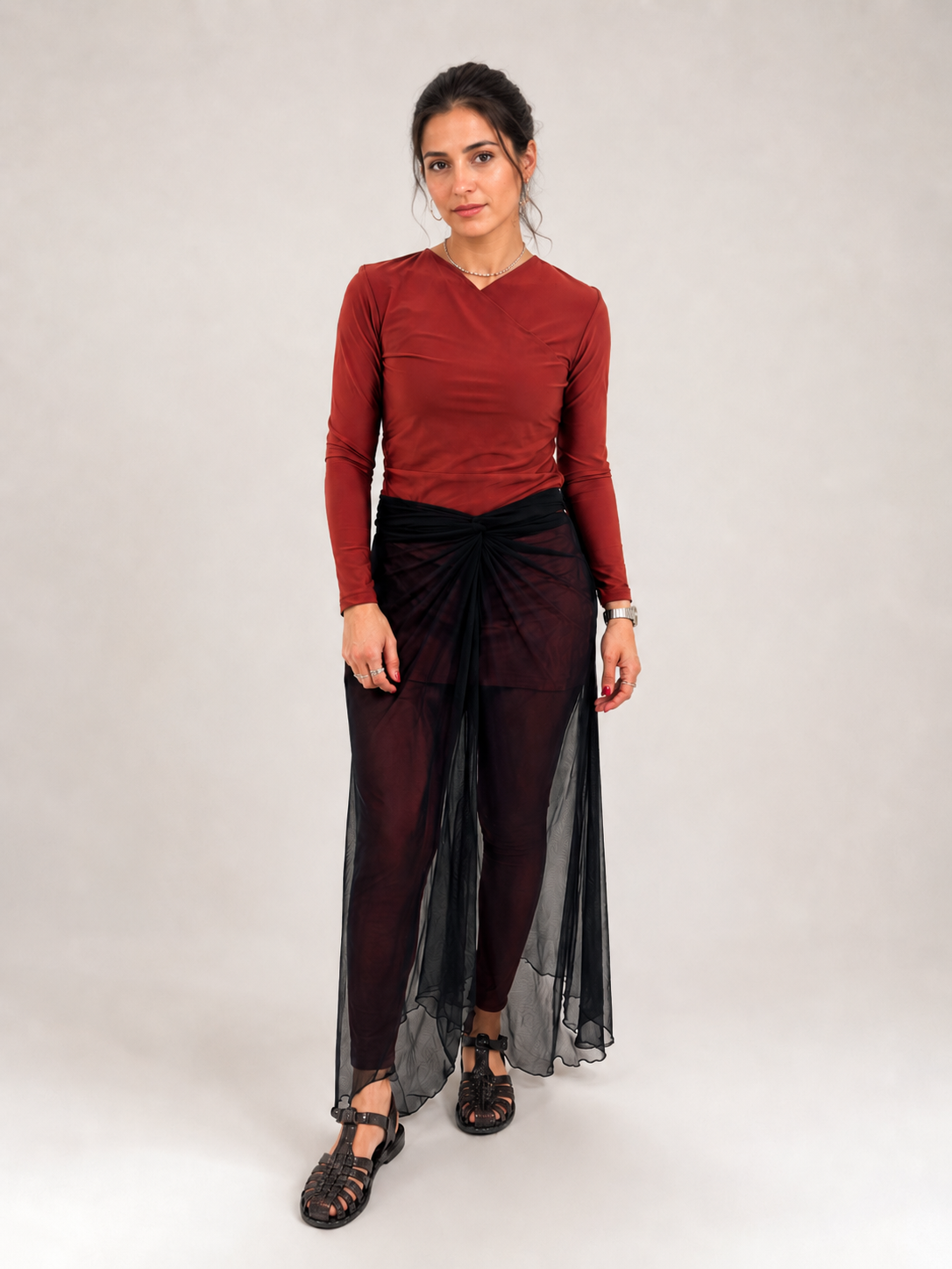 Black Twisted Mesh Skirt