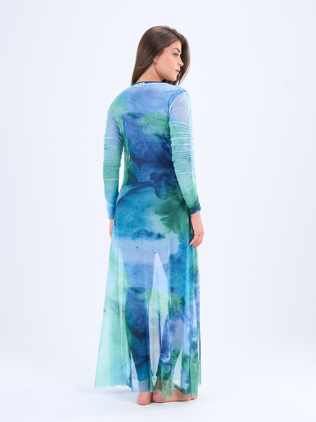 Marble Mesh Coverup - Cyan