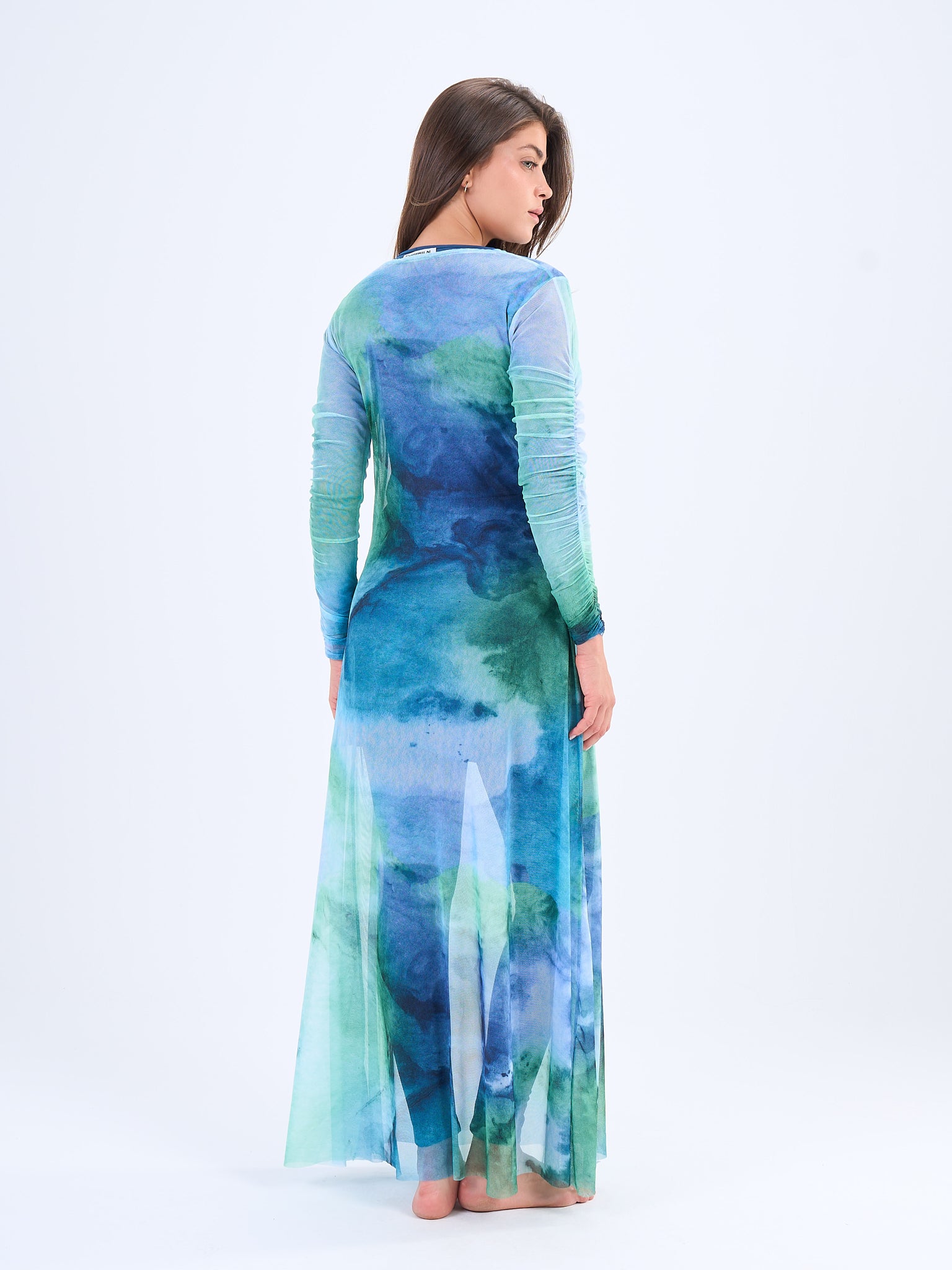 Marble Mesh Coverup - Cyan