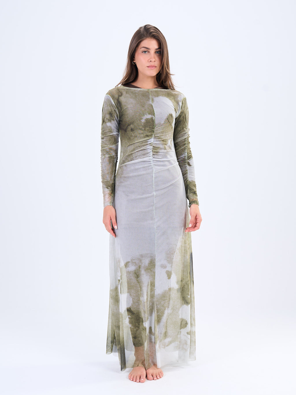 Marble Mesh Coverup - Olive Green