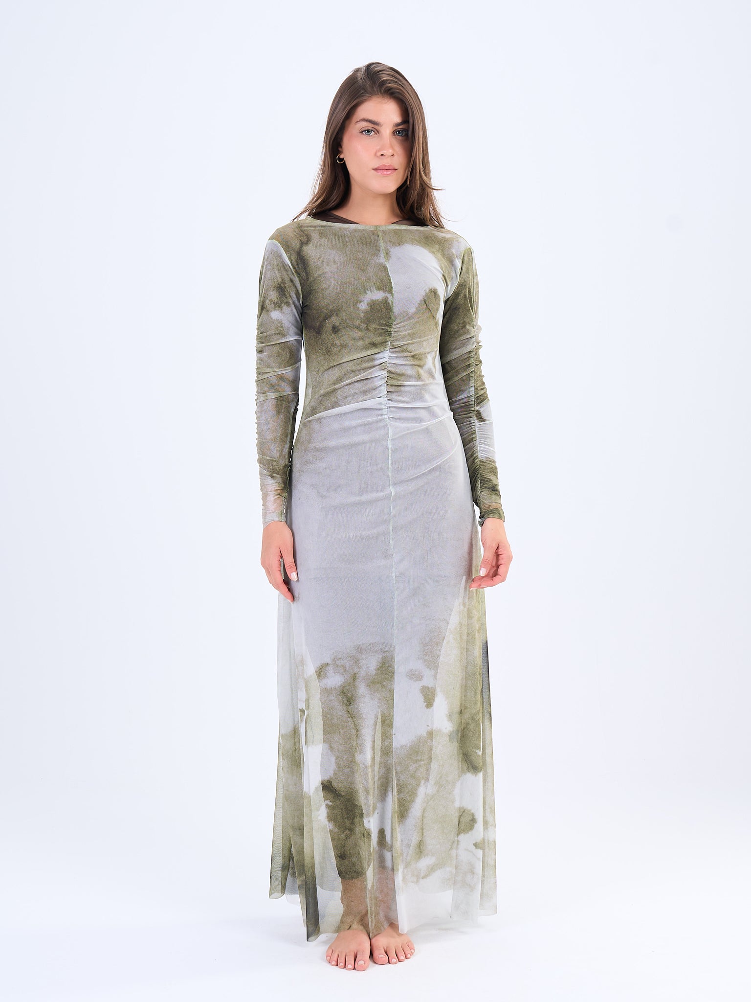 Marble Mesh Coverup - Olive Green