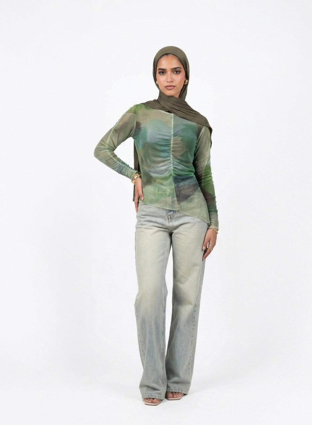 Mesh Top- Earthy green