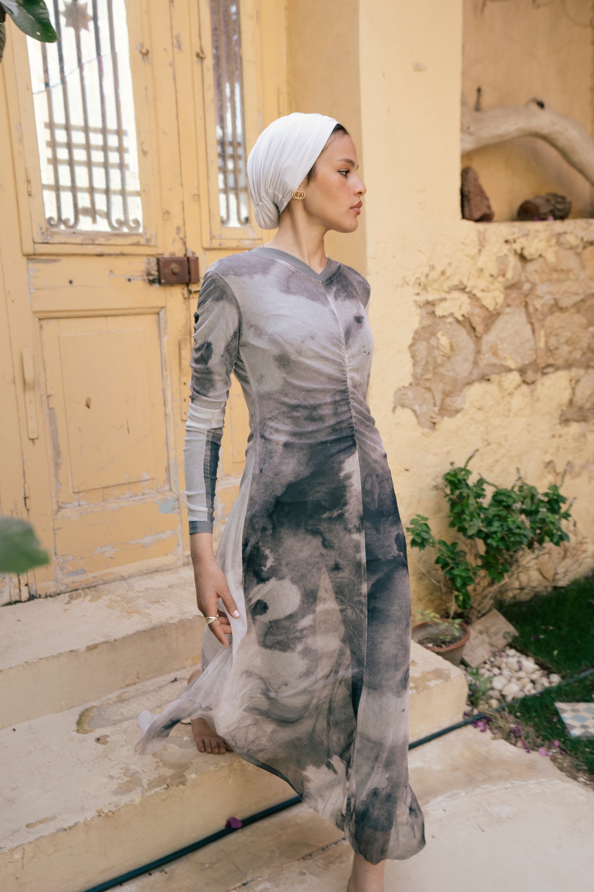 Marble Mesh Coverup - Grey