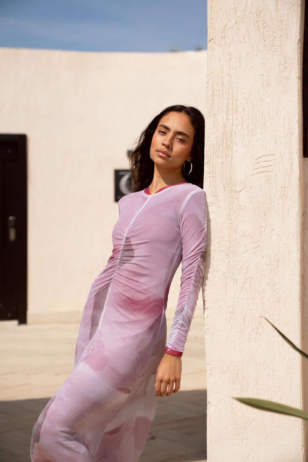 Watercolor Mesh Dress - Rose Taupe