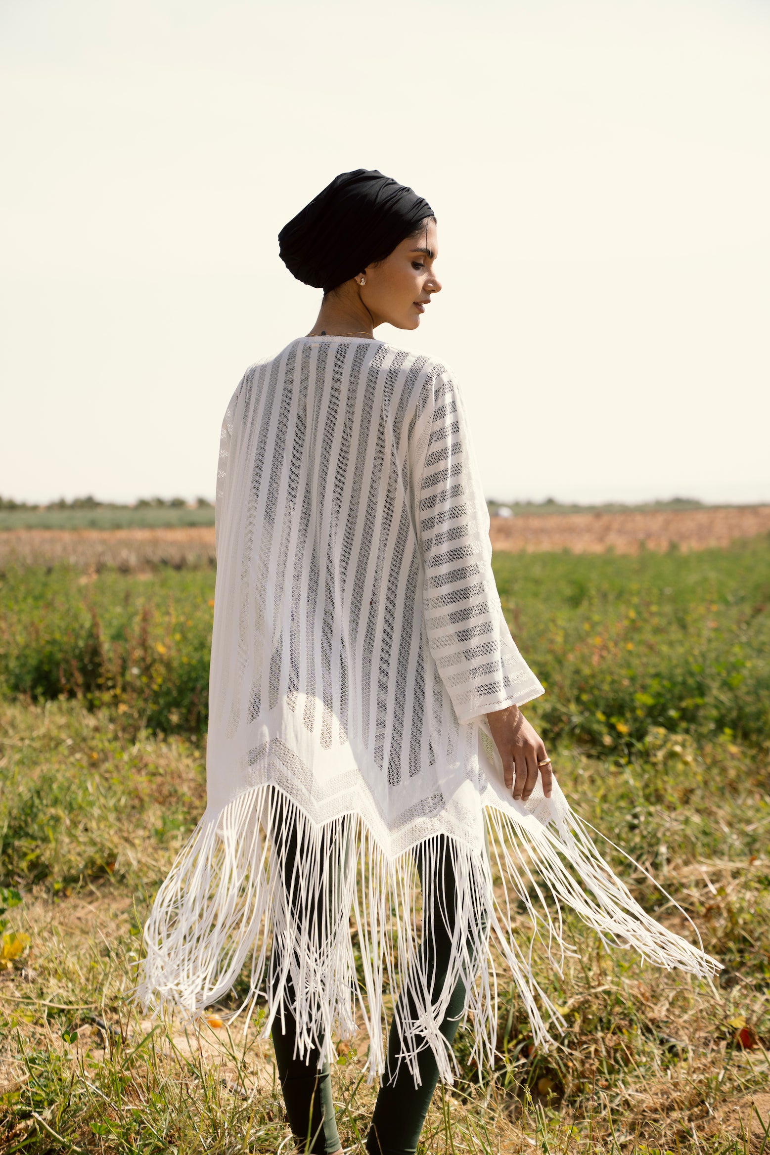 White Fringed Kimono