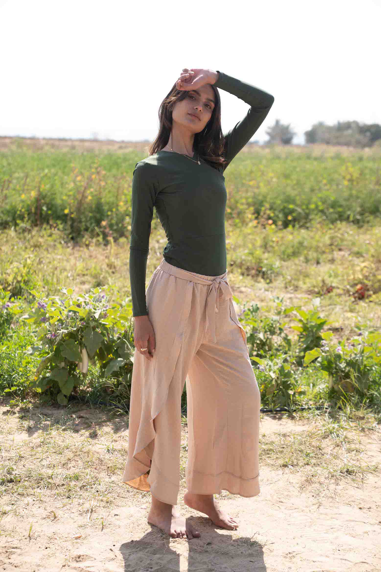 Ruffle Pants - Beige