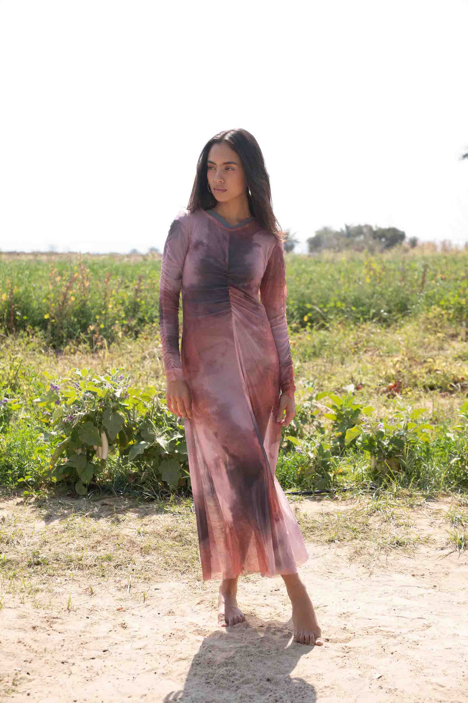 Marble Mesh Coverup - Coral