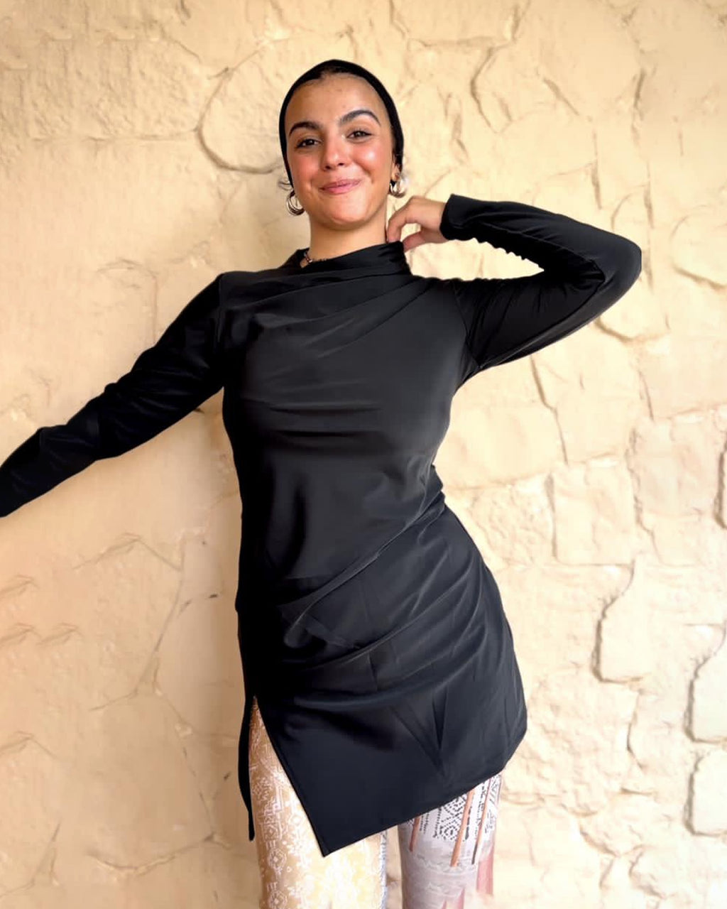 Drape Swim Top - Black