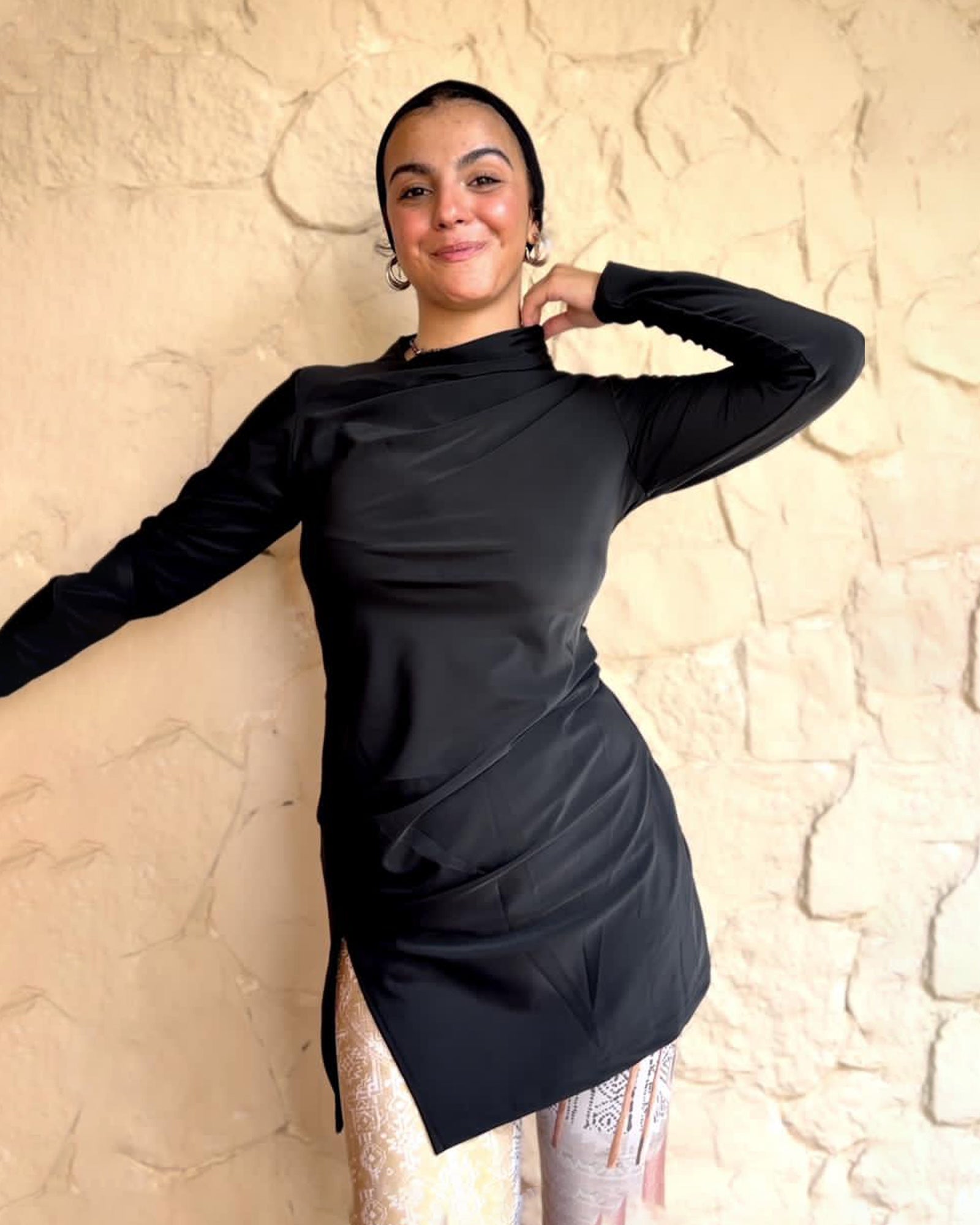 Drape Swim Top - Black