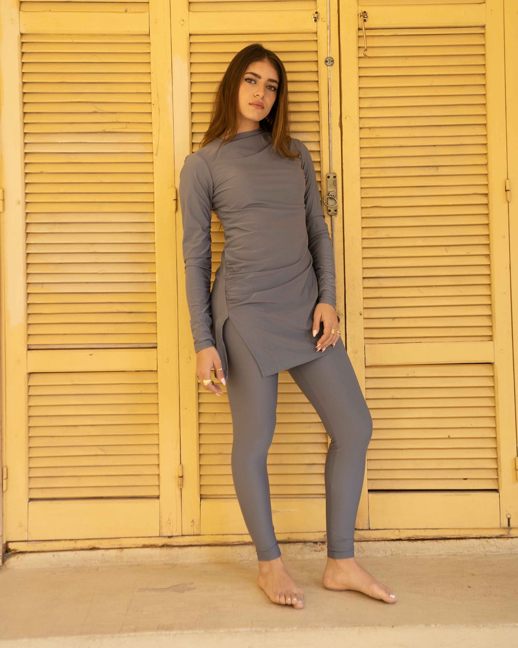 Drape Swim Top - Grey