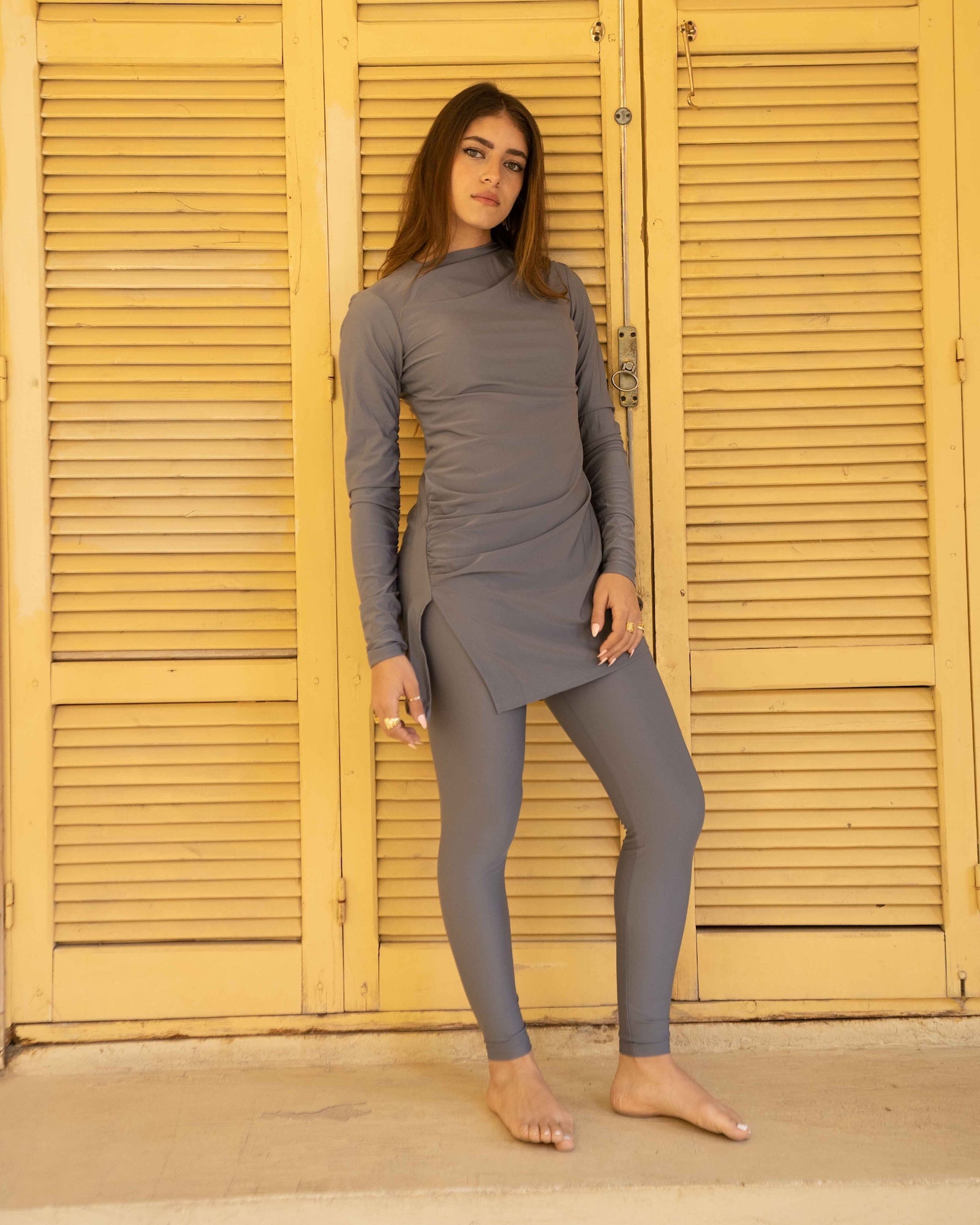 Drape Swim Top - Grey