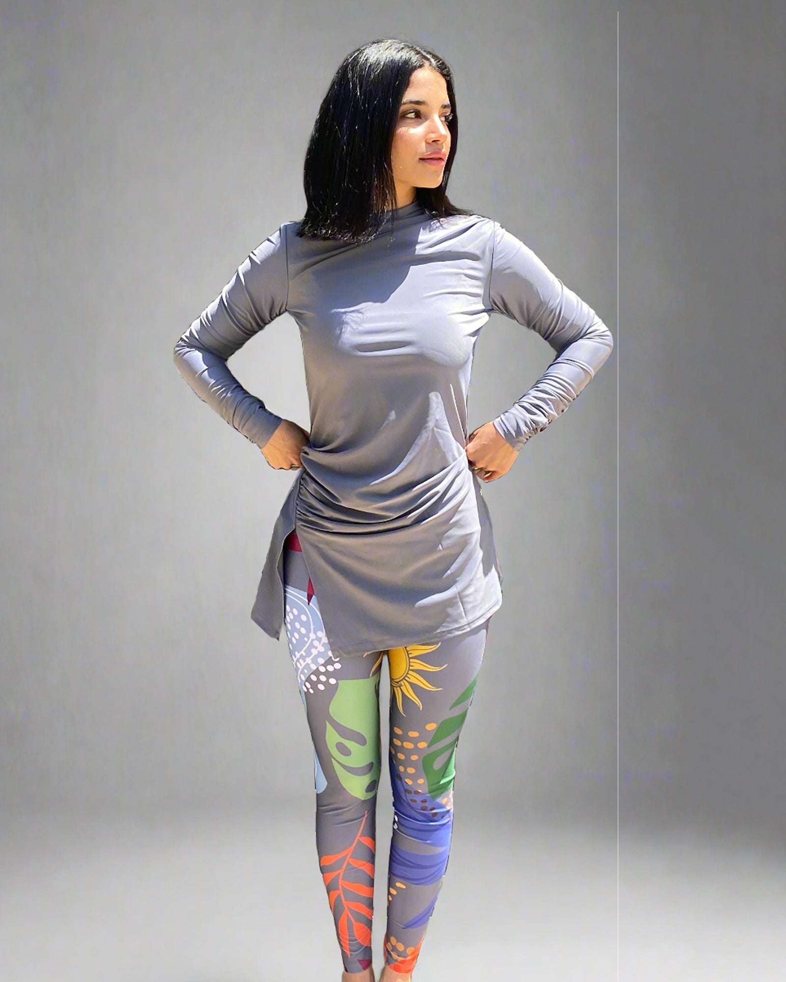 Drape Swim Top - Grey