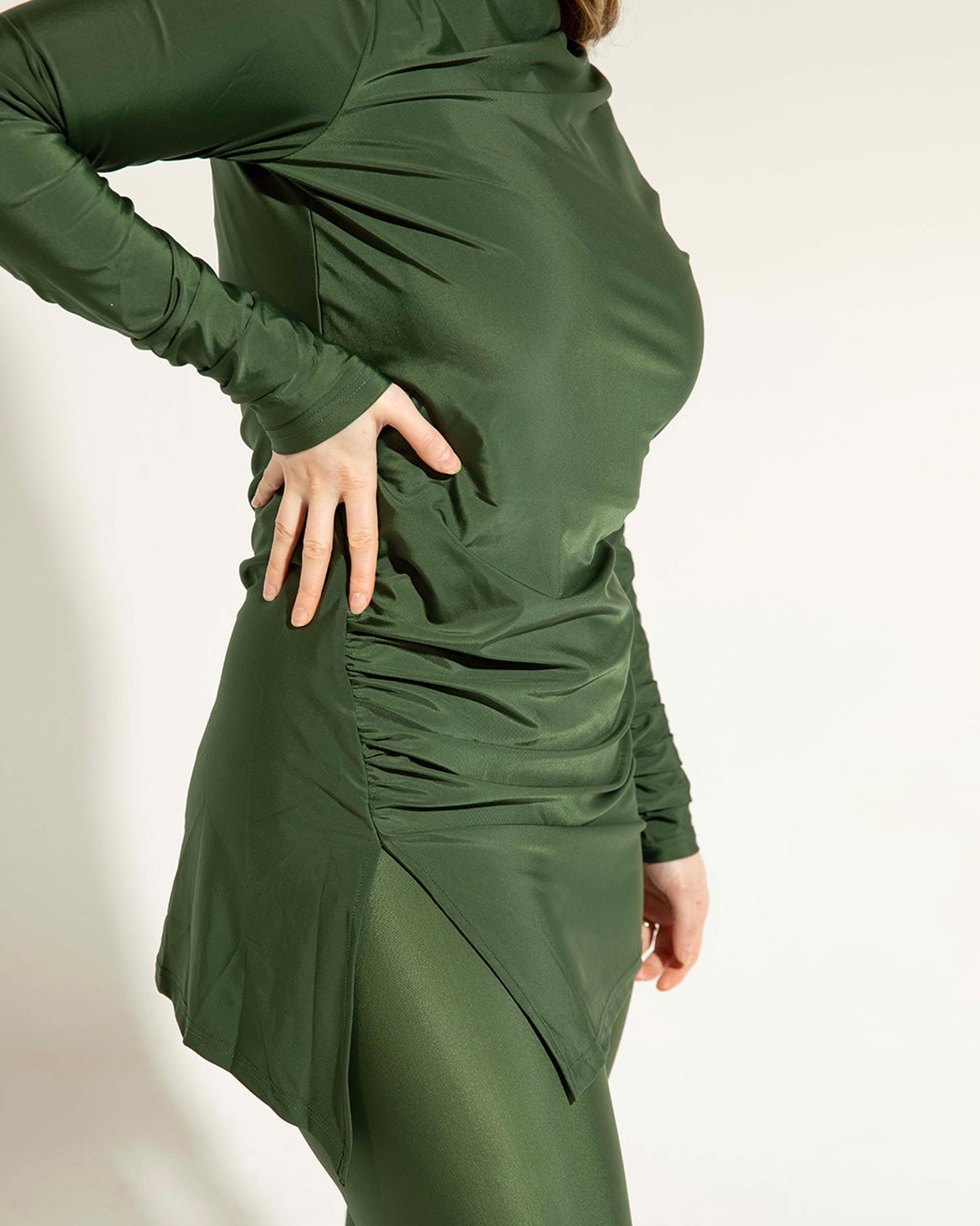 Drape Swim Top - Olive Green