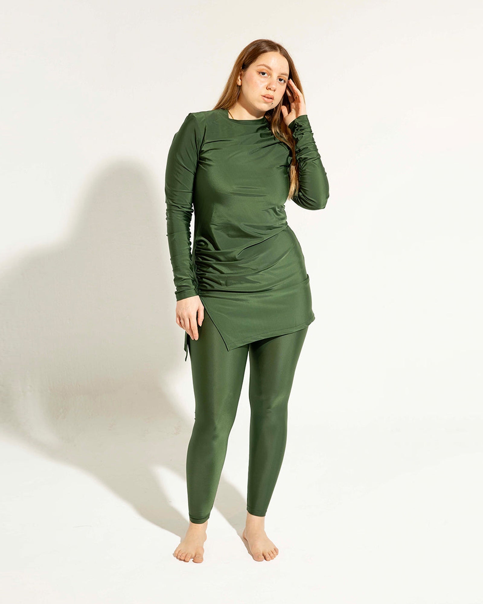 Drape Swim Top - Olive Green