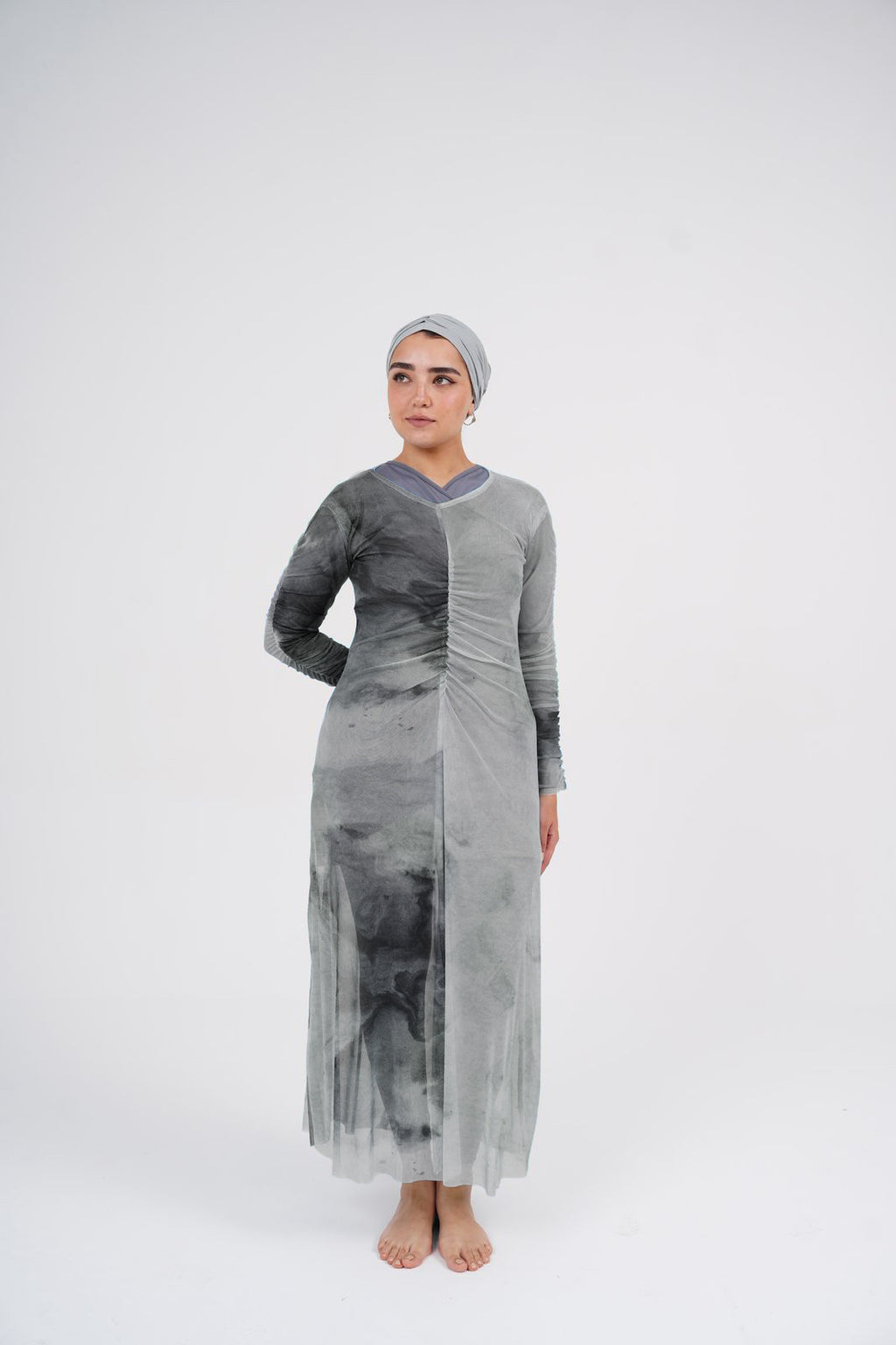 Marble Mesh Dress - Grey