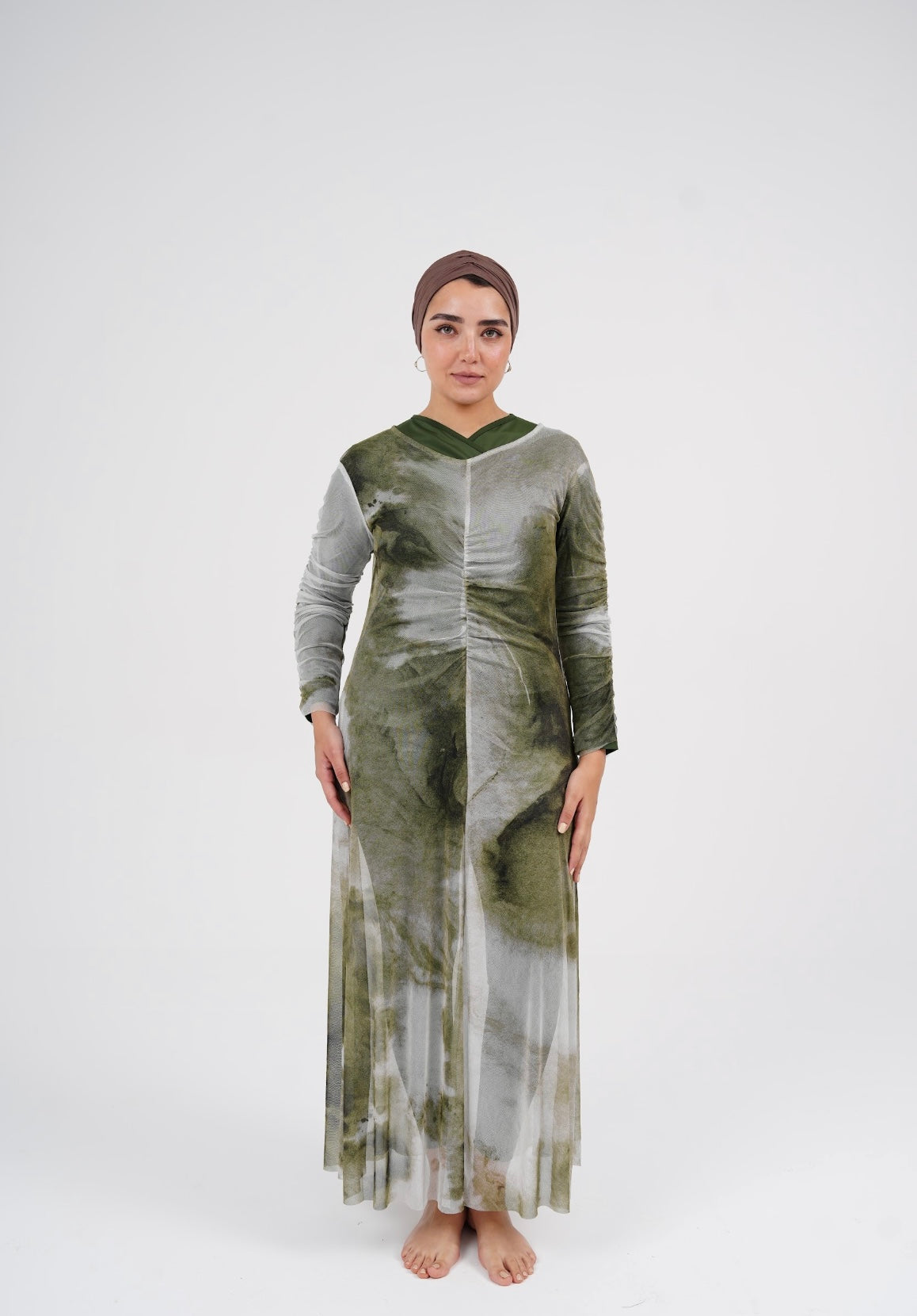 Marble Mesh Coverup - Olive Green