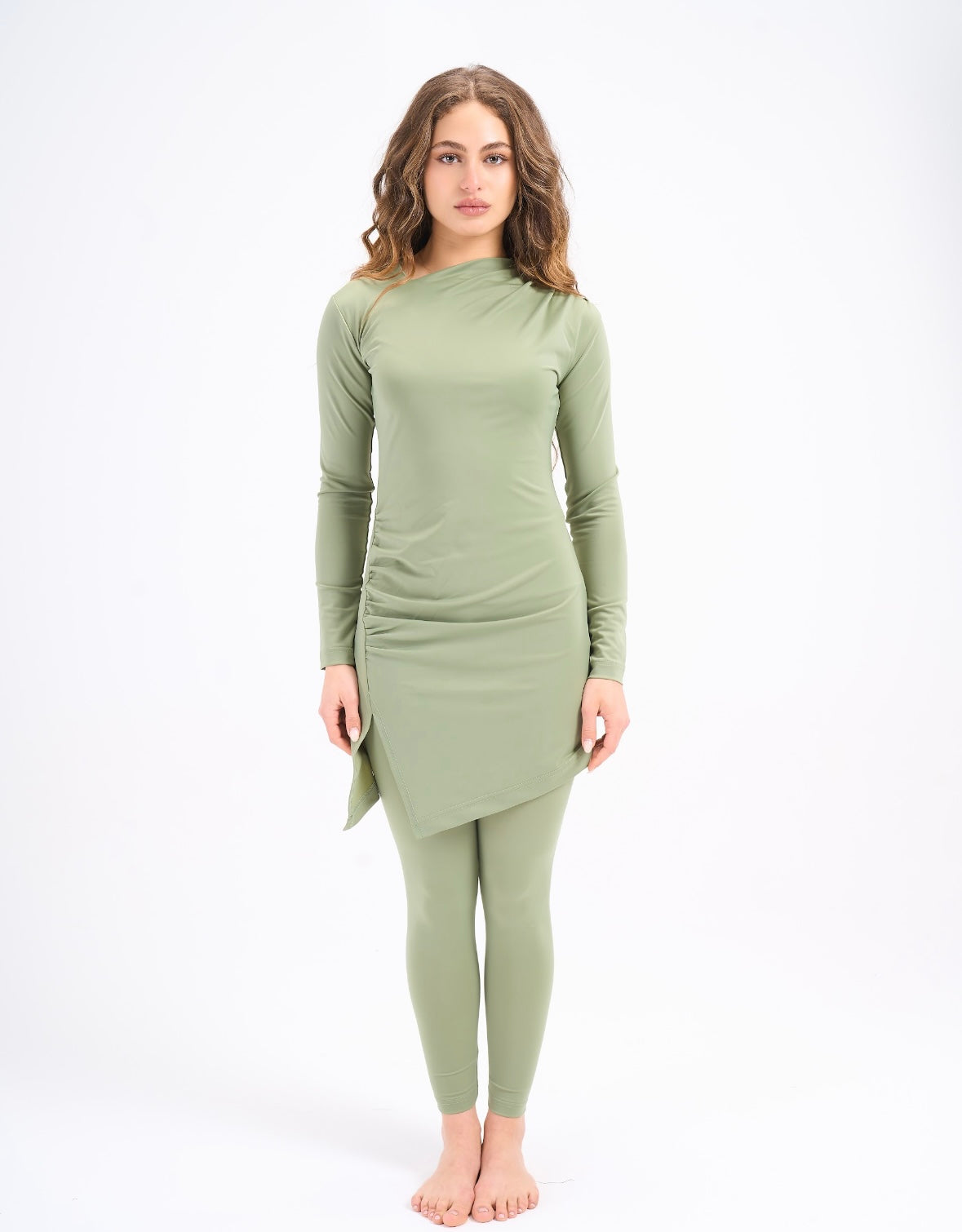 Drape Swim Top - Hedge Green