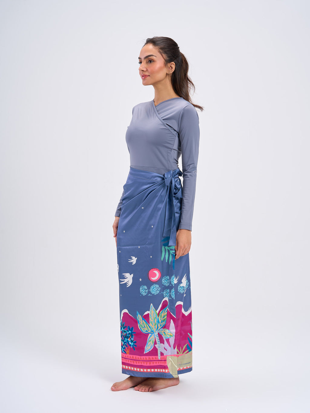 Oasis Satin Wrap - Grey