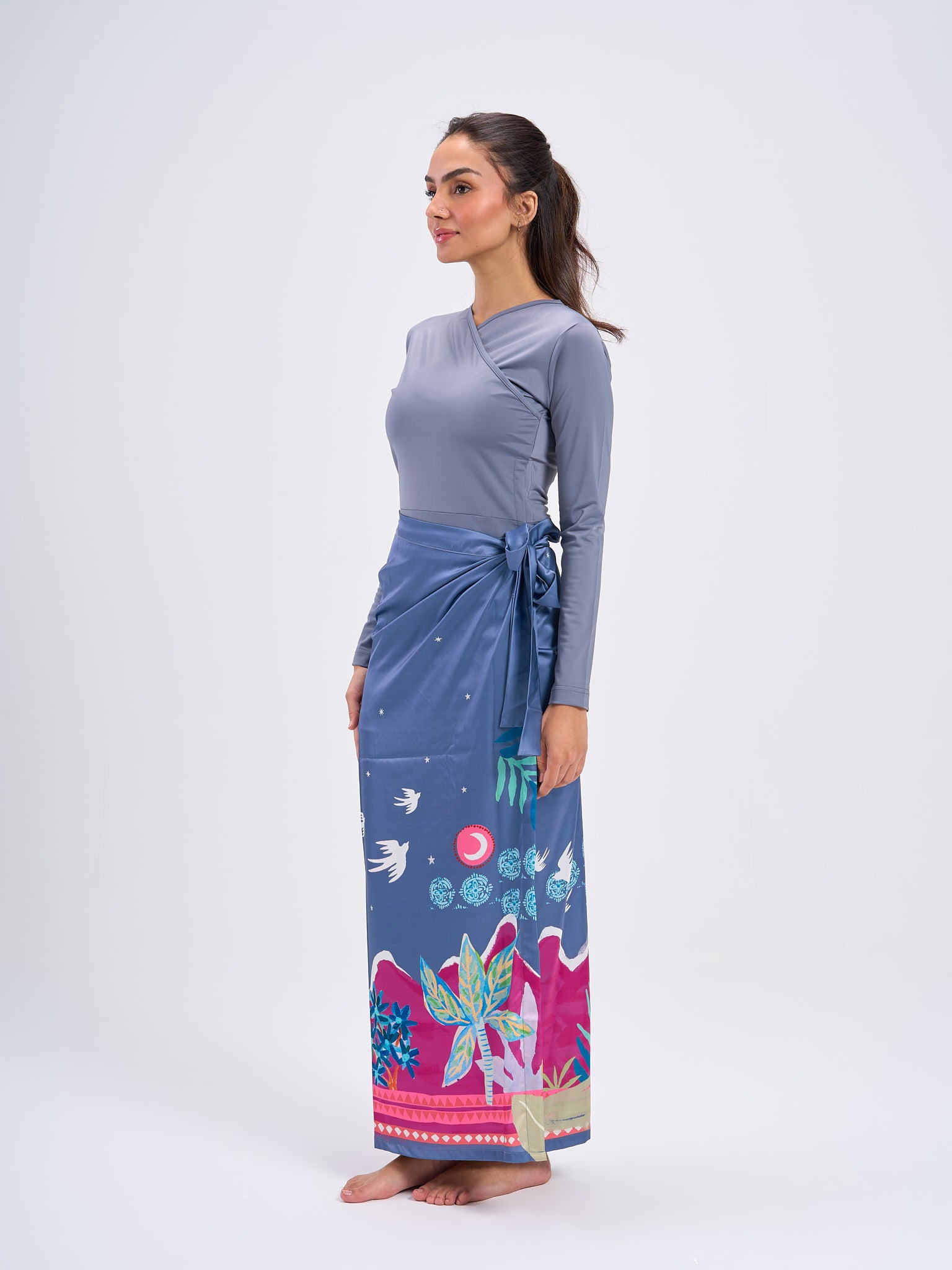Oasis Satin Wrap - Grey