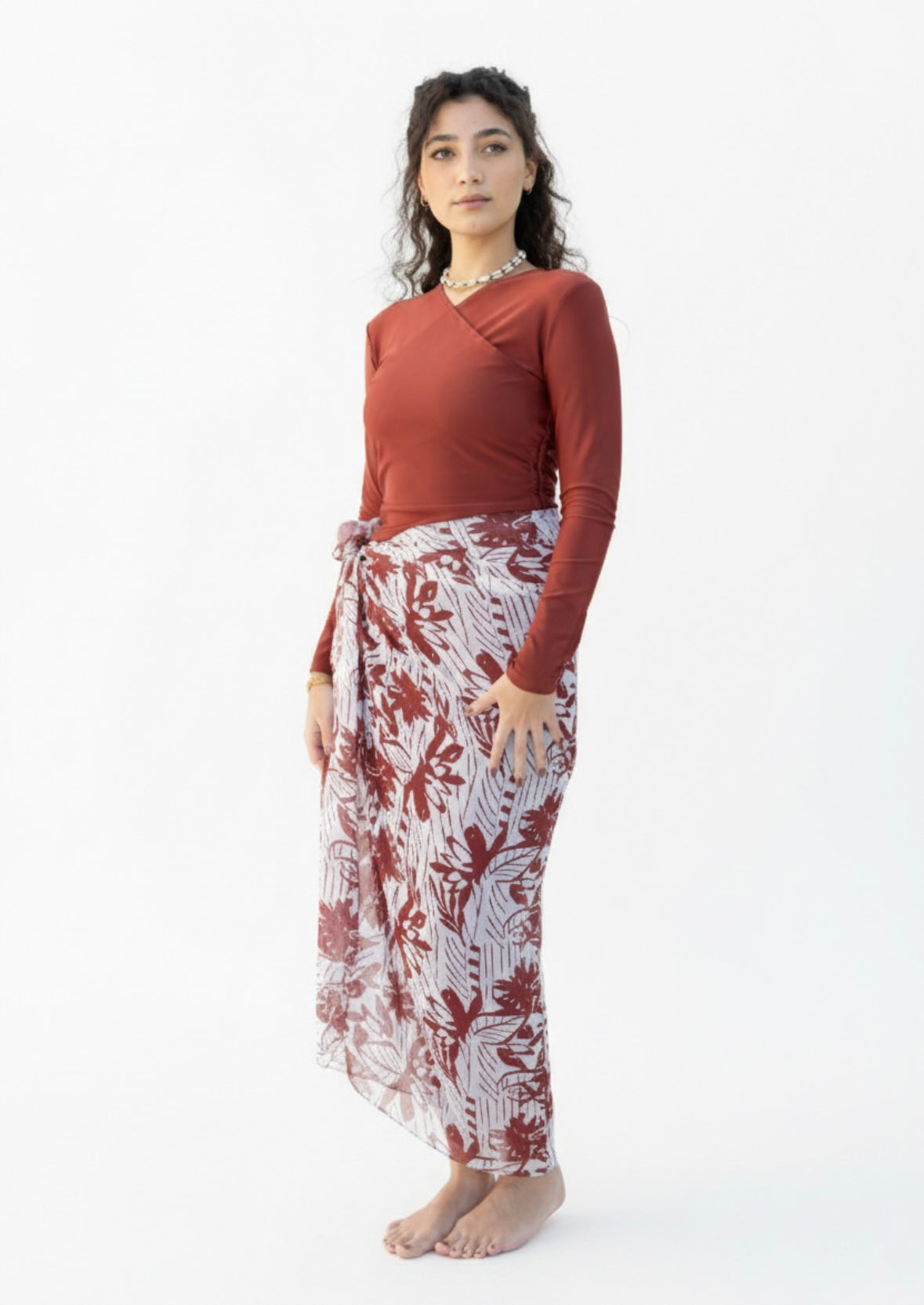 Maroon Flowers Chiffon Wrap