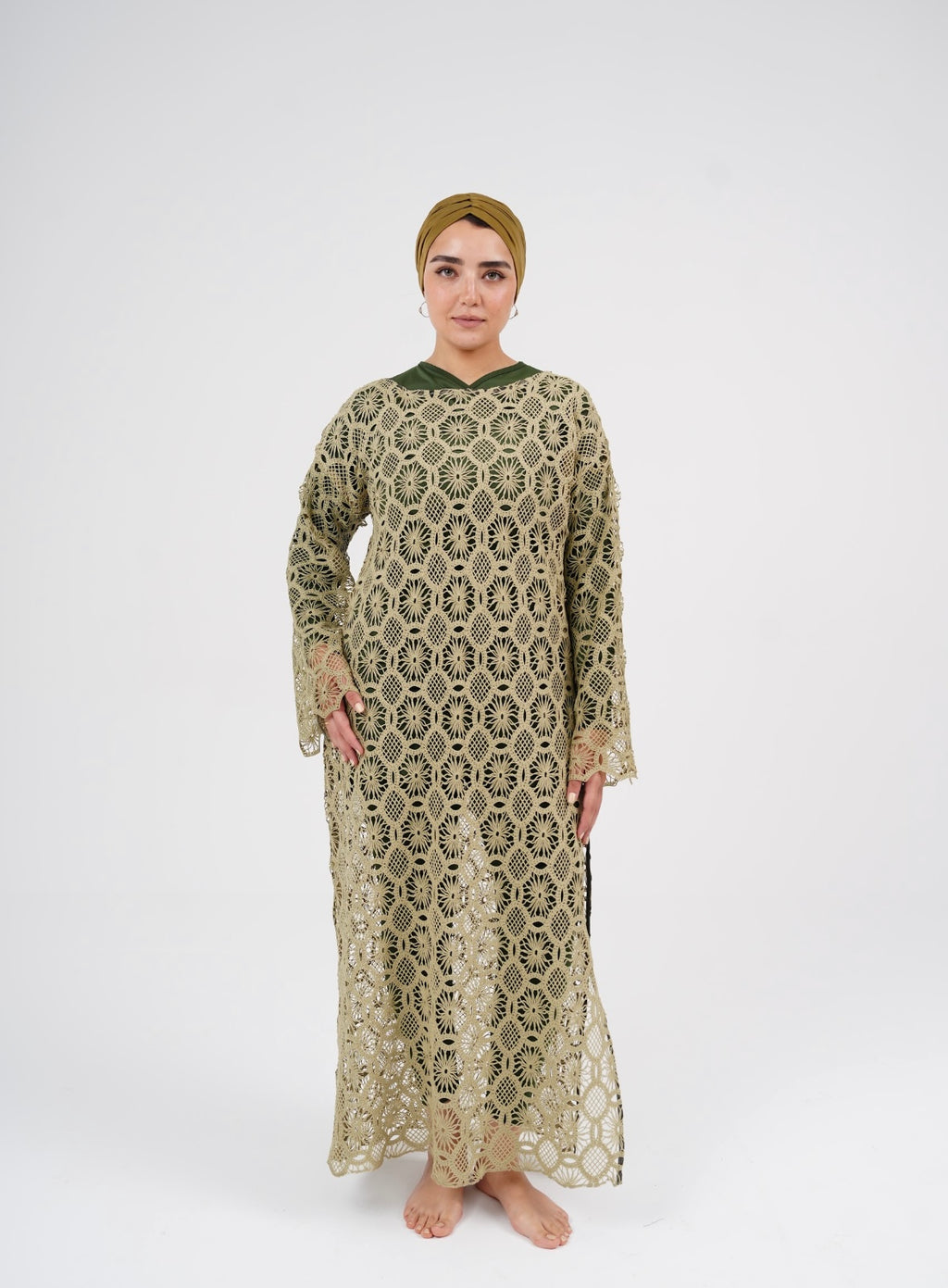 Crochet Dress - Pale olive
