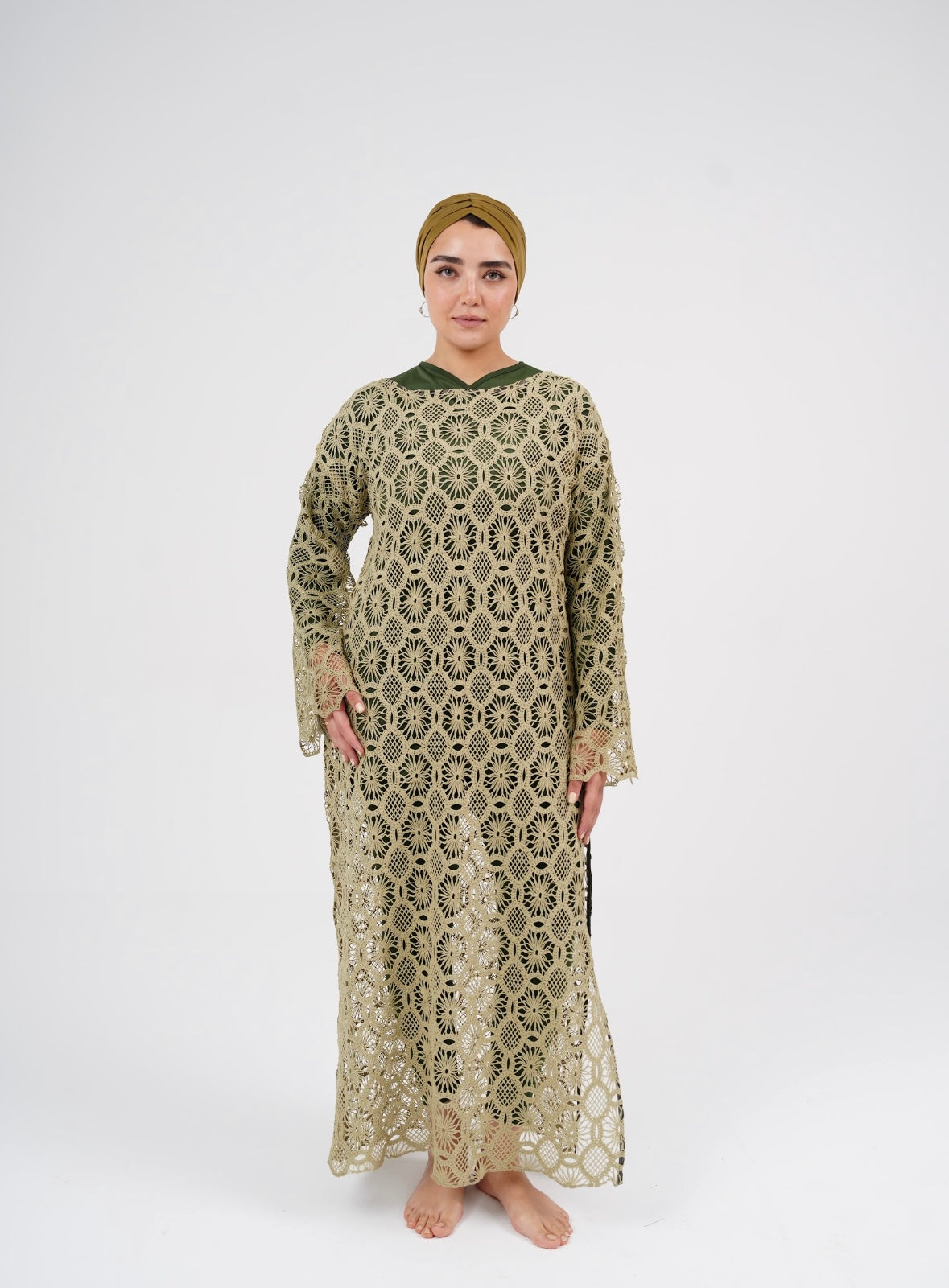 Crochet Dress - Pale olive