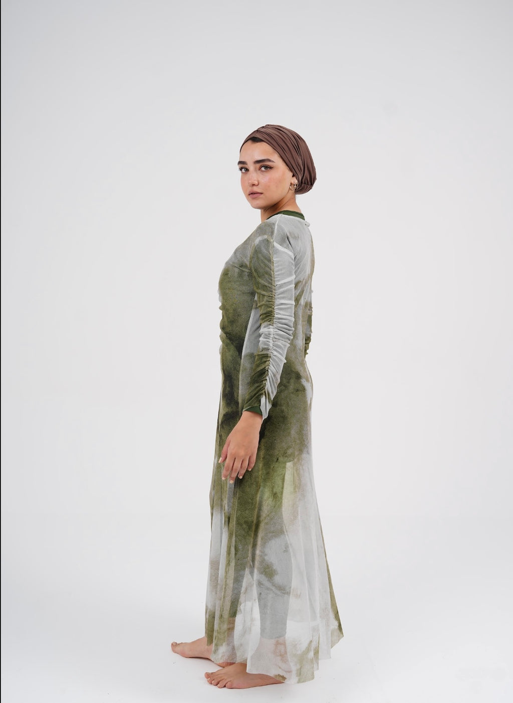 Marble Mesh Coverup - Olive Green