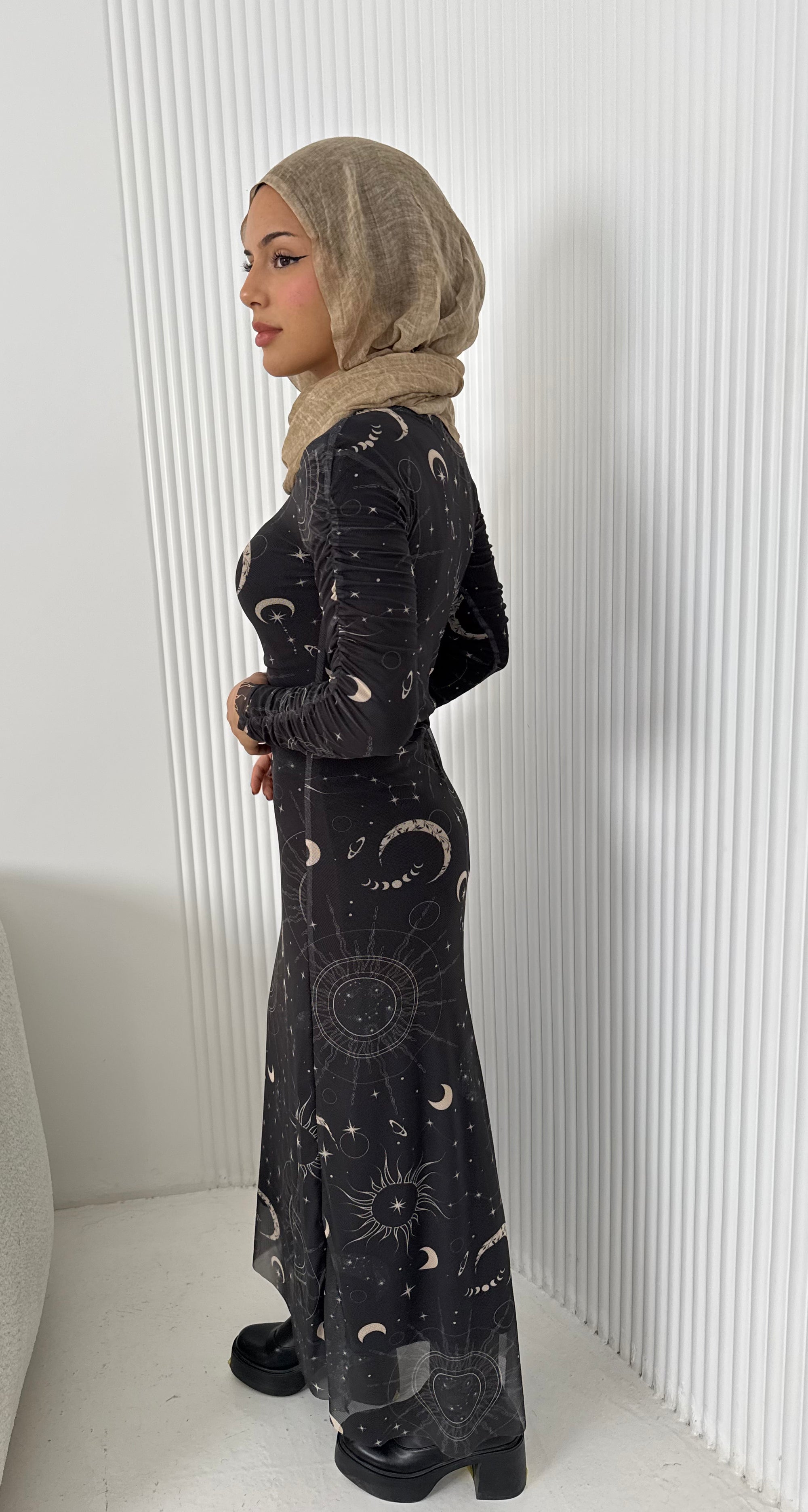 Celestial Mesh Dress - Black