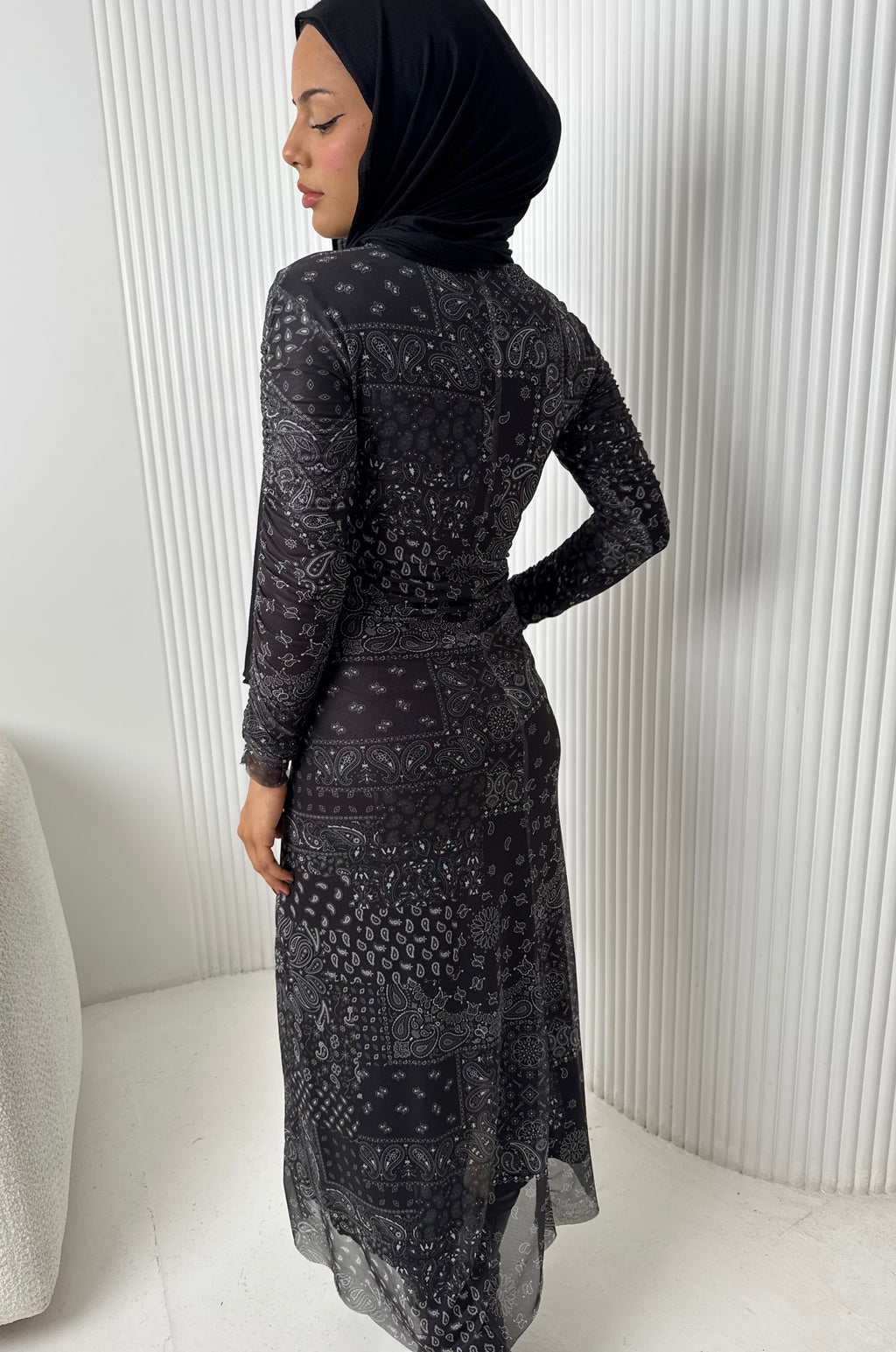 Paisley Mesh Dress - Black