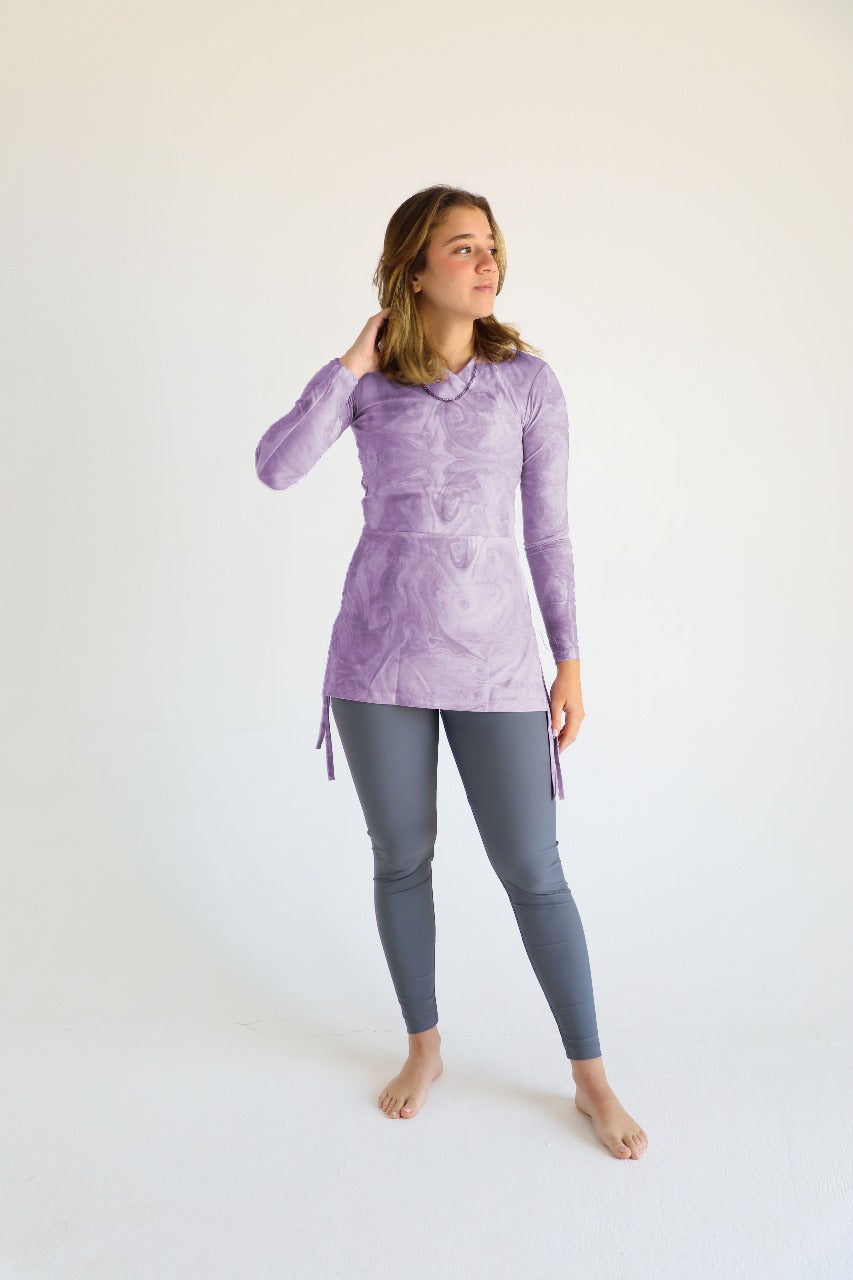 Marble Croise Swim Top - Purple
