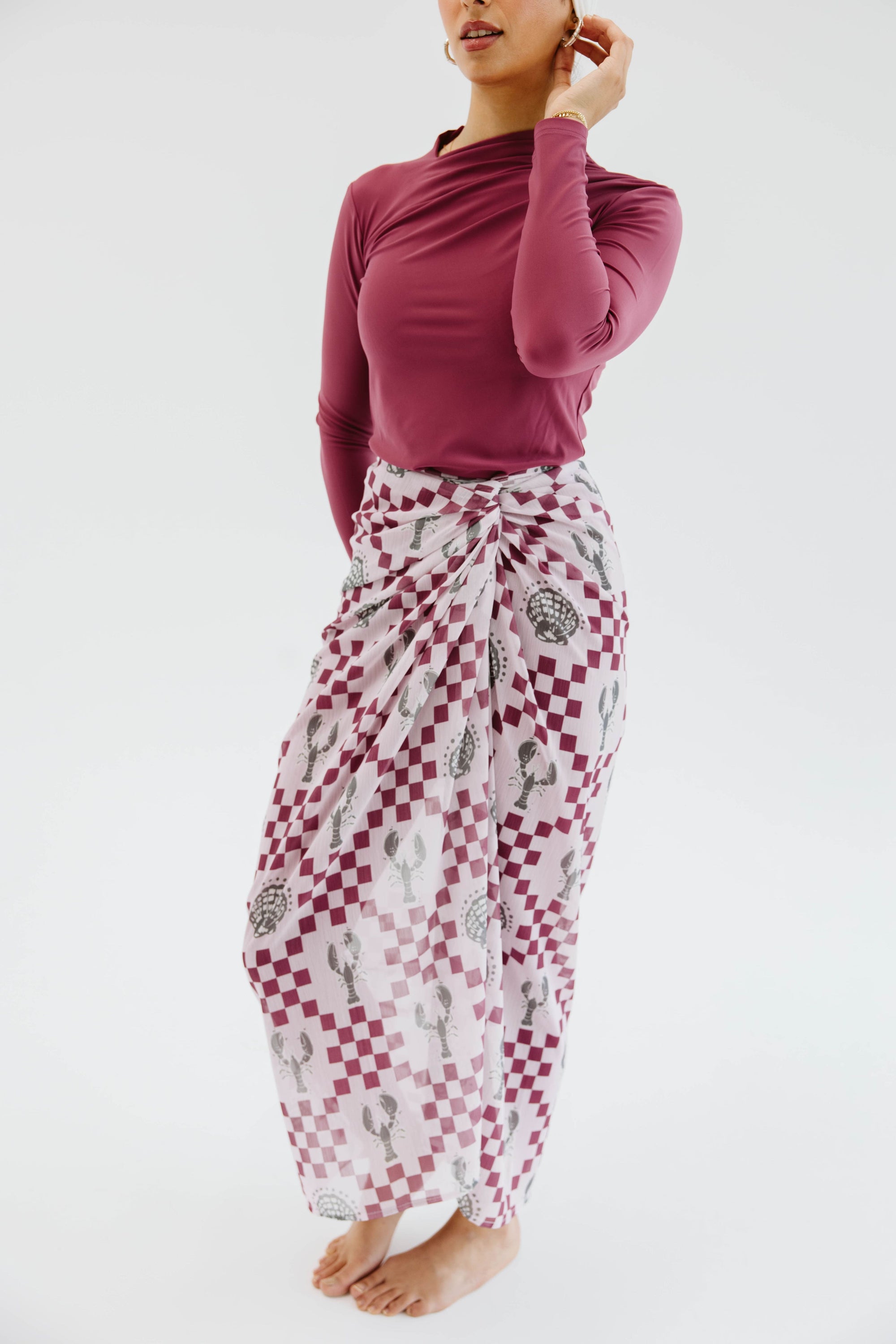Palms Chiffon Wrap - Lobster Blush