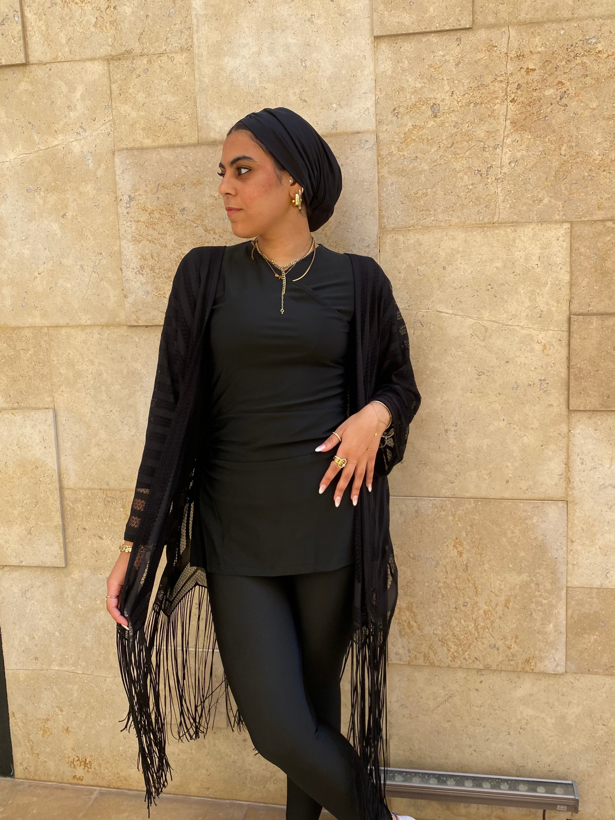 Fringed Kimono - Black