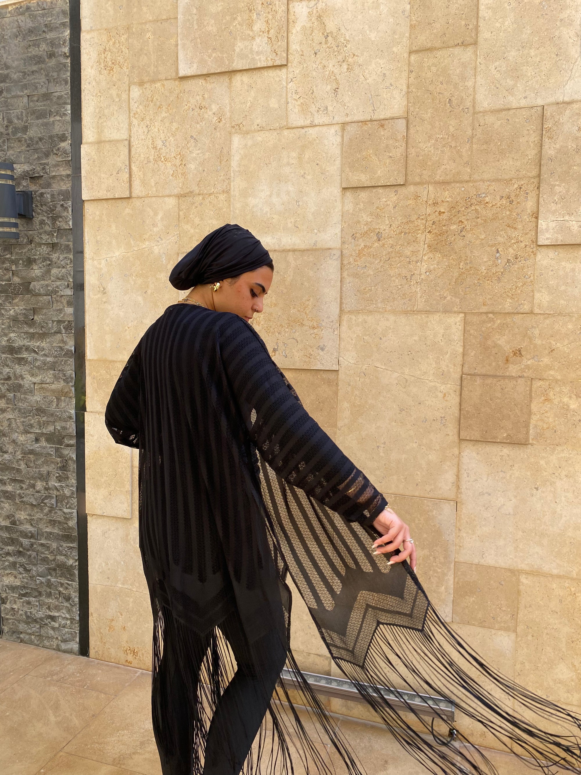 Fringed Kimono - Black