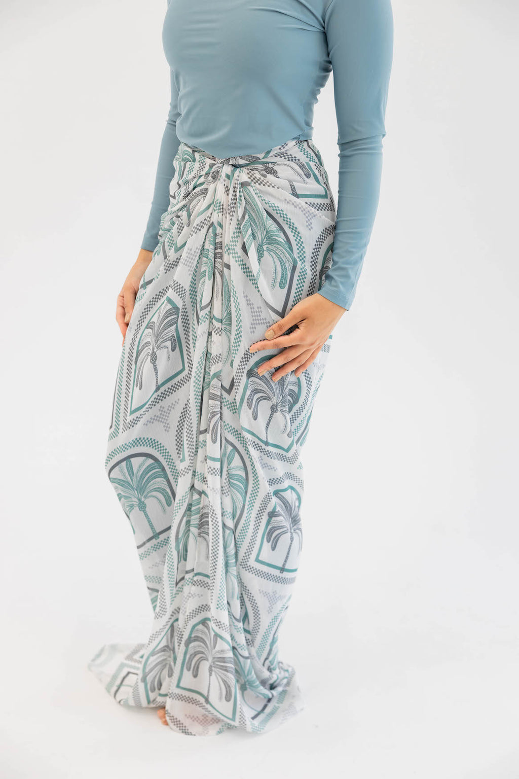 Palms Chiffon Wrap - River