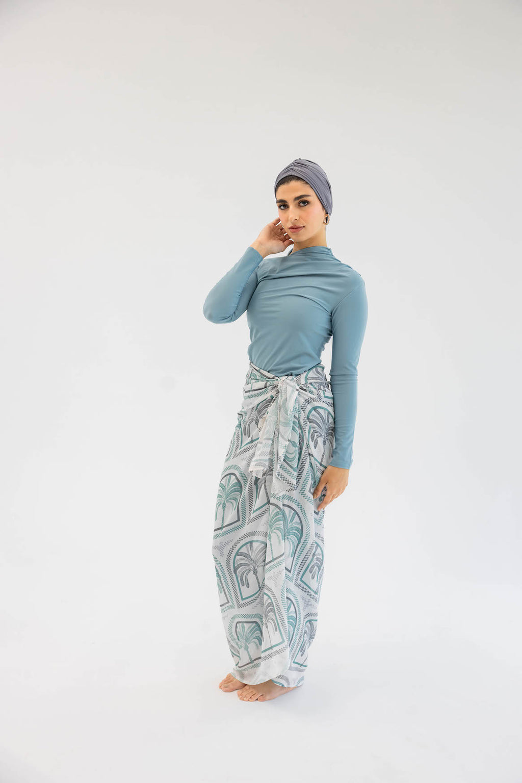 Palms Chiffon Wrap - River