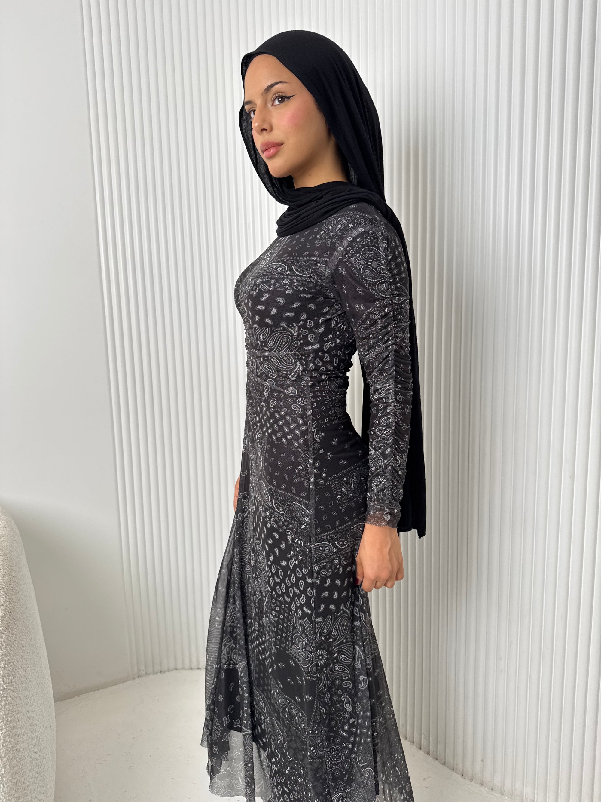 Paisley Mesh Dress - Black