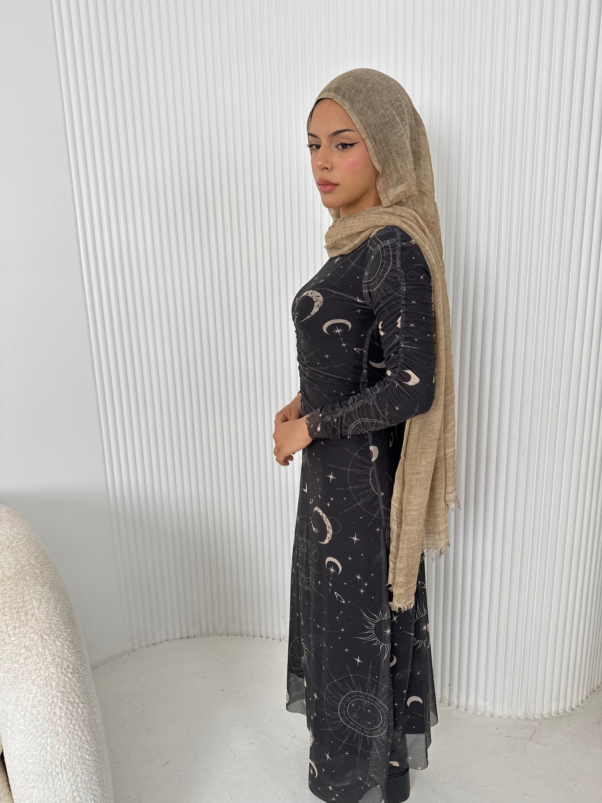 Celestial Mesh Dress - Black