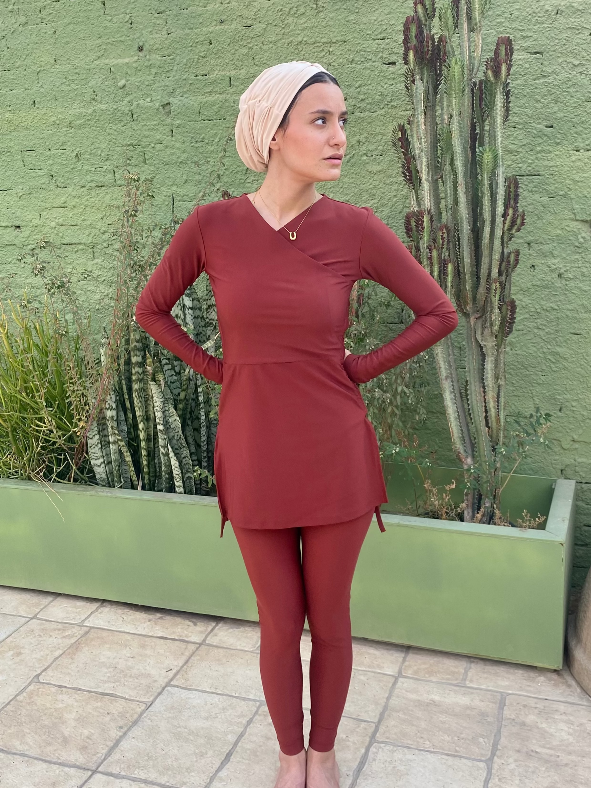 Croise Swim Top - Maroon
