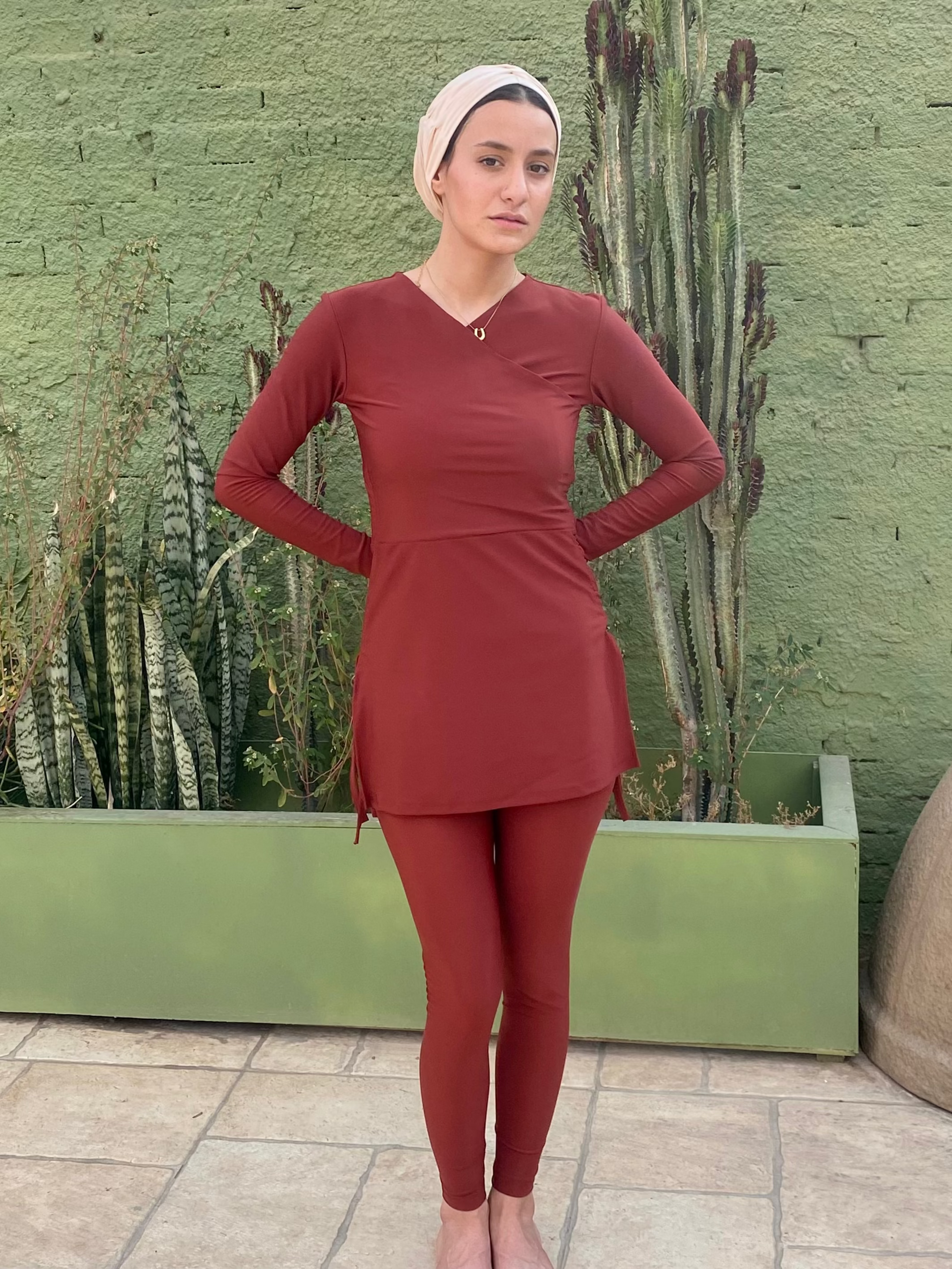 Swim Leggings - Maroon